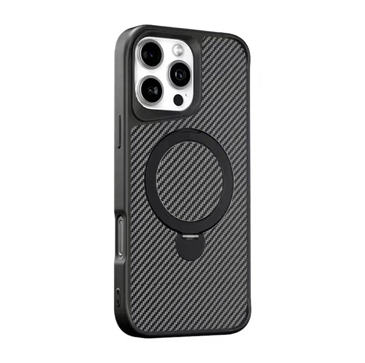 Apple iPhone 14 Pro Max Uyumlu Standlı Karbon Fiber Kılıf
