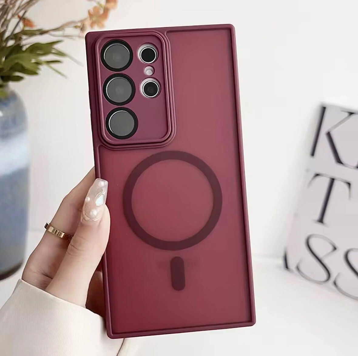 Samsung Galaxy A15 Uyumlu Magsafe Lens Korumalı Kılıf