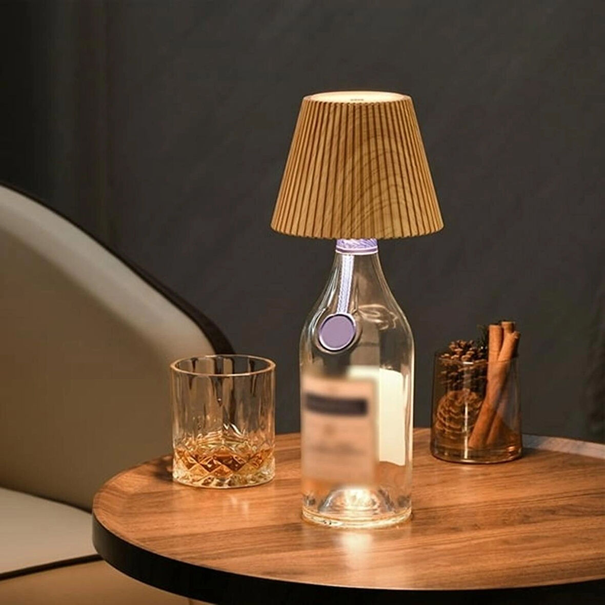Minimalist Şişe Üstü Lamba USB Şarjlı Lityum Bataryalı Dokunmatik Kontrollü Dekoratif Masa Lambası