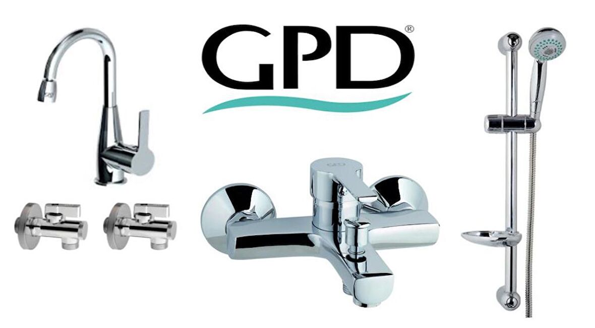 Gpd Solus 5 Parça Banyo Armatür Musluk Batarya Seti MBB55-MTL55-DST16-FKM01-2