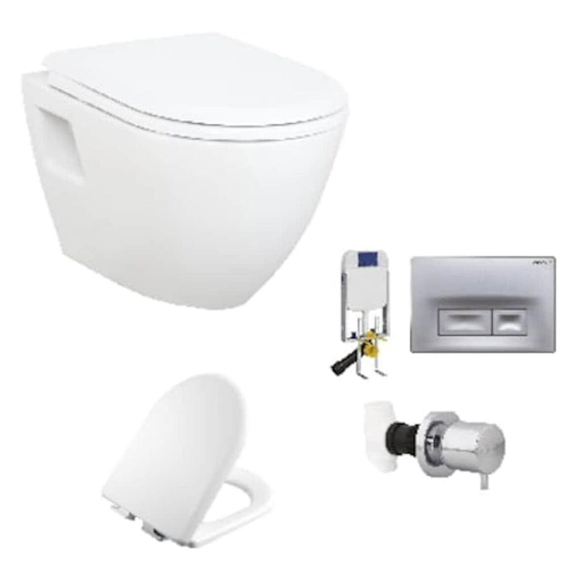 Creavit GR5001 + Gömme Rezervuar - TP325 Asma Klozet 5li Set ULTİMA KAPAK