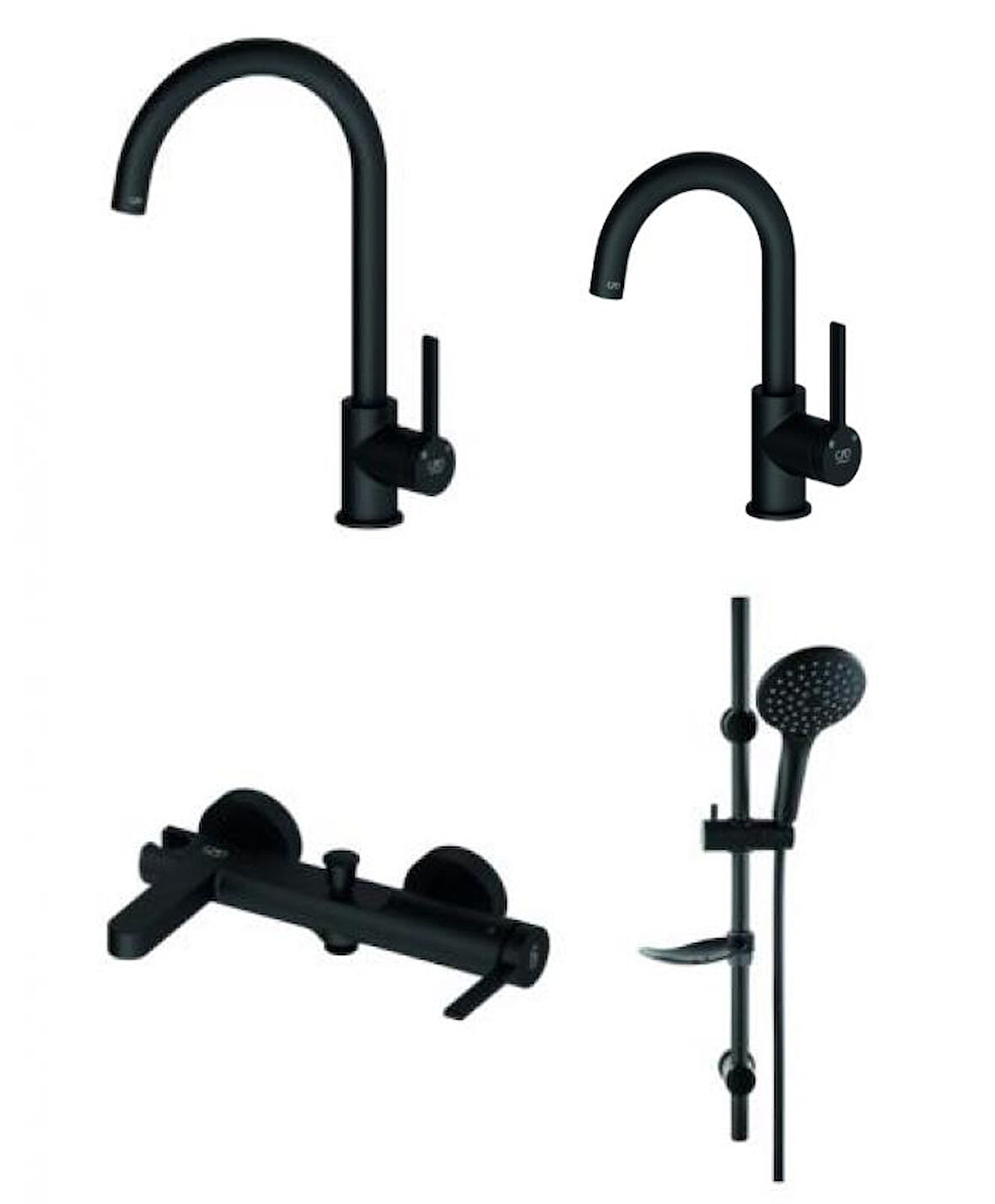 Gpd Gildo Siyah Armatür Musluk Batarya Banyo Seti MTL165-S MBB165-S MTE165-S DST57-S
