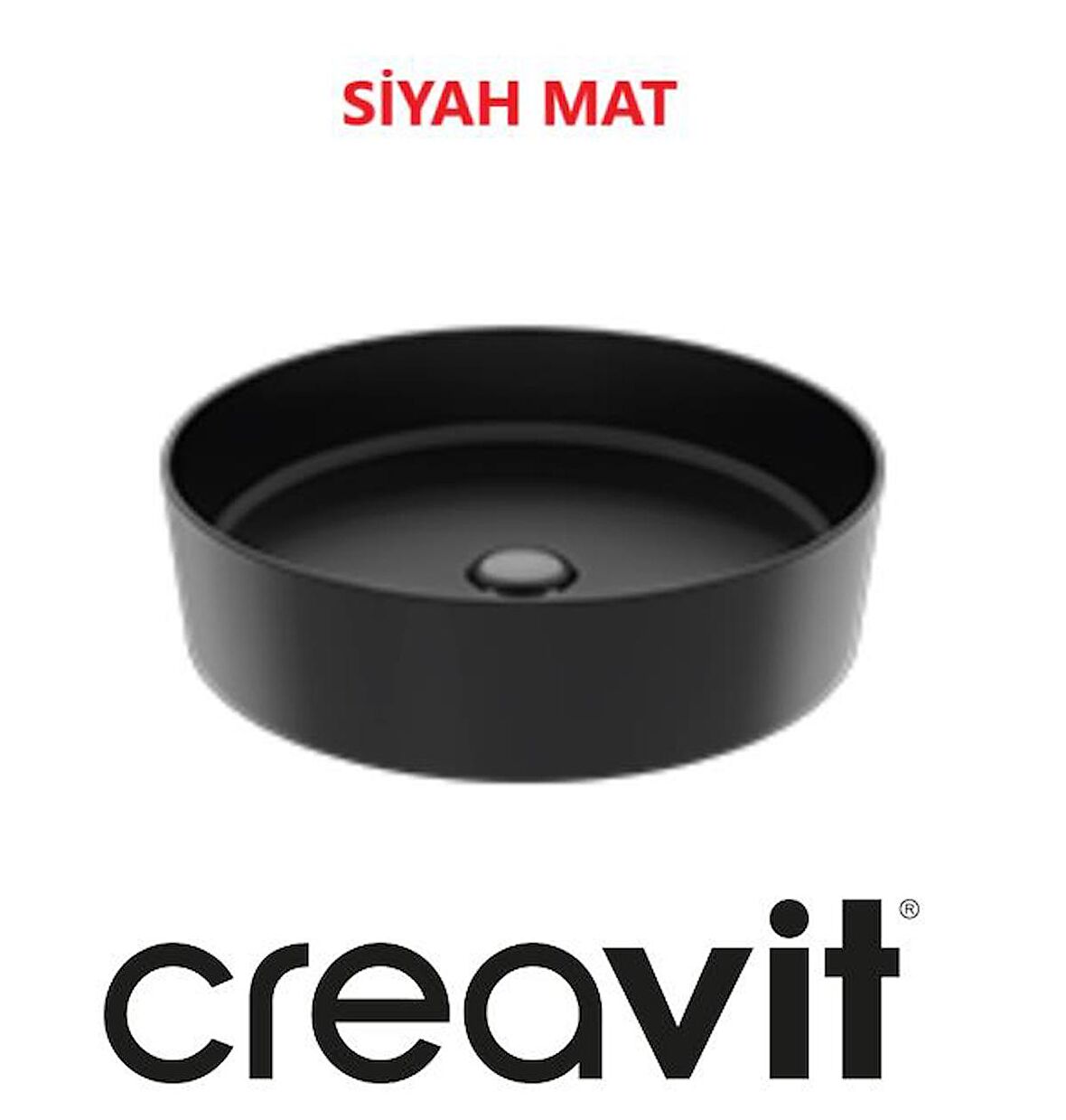 Creavit Loop 45 Cm Set Üstü Çanak Lavabo Siyah Mat LP145