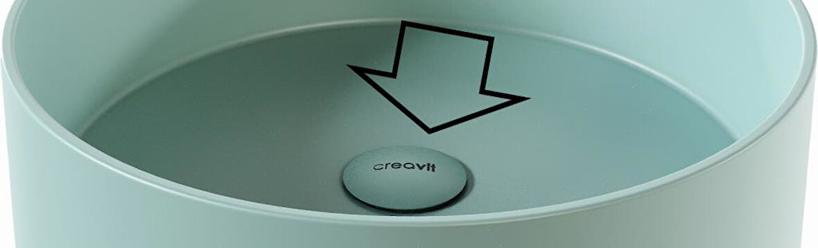 Creavit SF030 Pop-Up Sifon Başlığı Nil Yeşili Taşmasız Krom Lavabo Tapası Basmalı