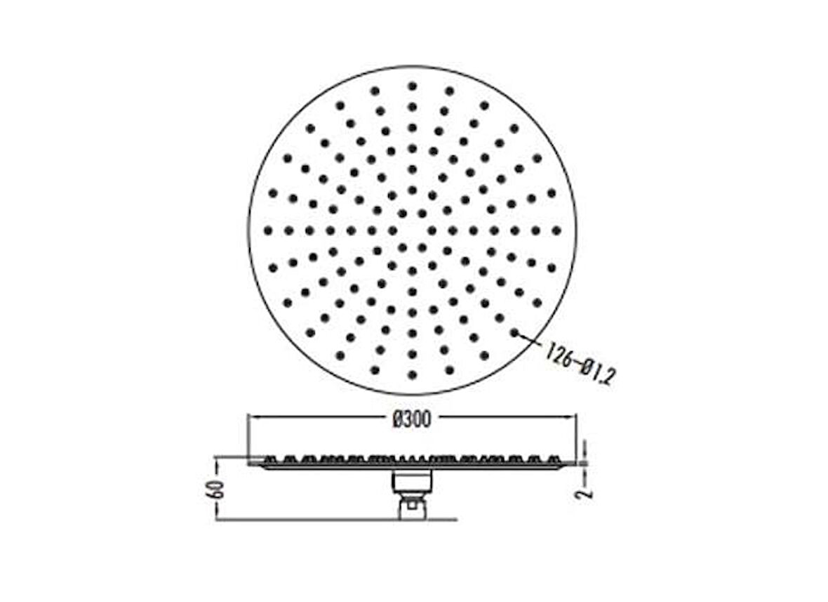 Creavit SH3000 Paslanmaz Tepe Duş Başlığı Yuvarlak 300 mm
