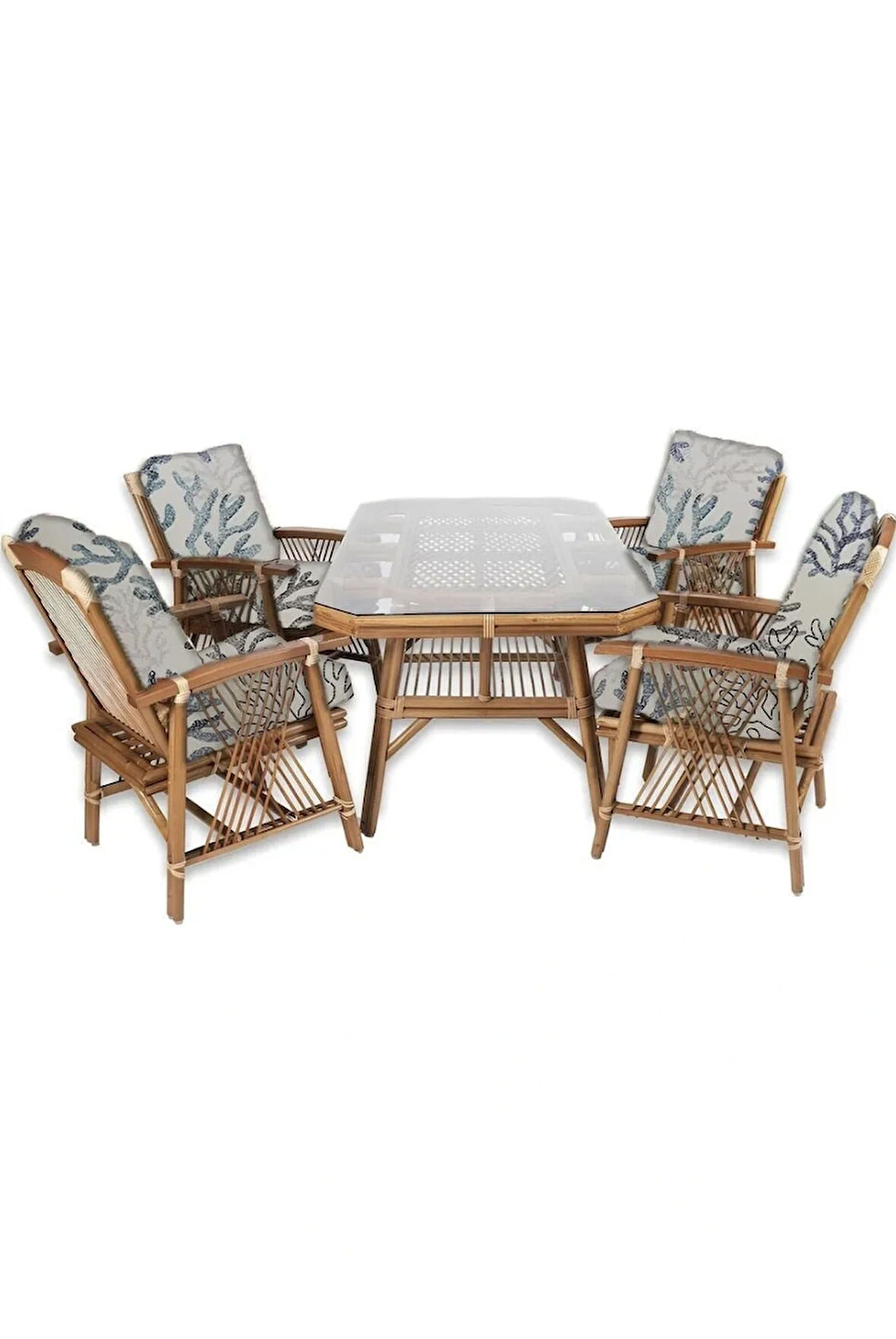 UĞURLU BAMBU MOBİLYA Doğa 4 Lü Masa Takımı