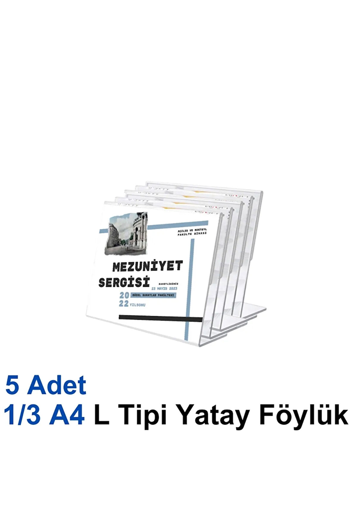 1/3 A4 L Tipi Yatay Föylük - 5 Adet | Şeffaf Föylük | - | Pleksi Dosya |