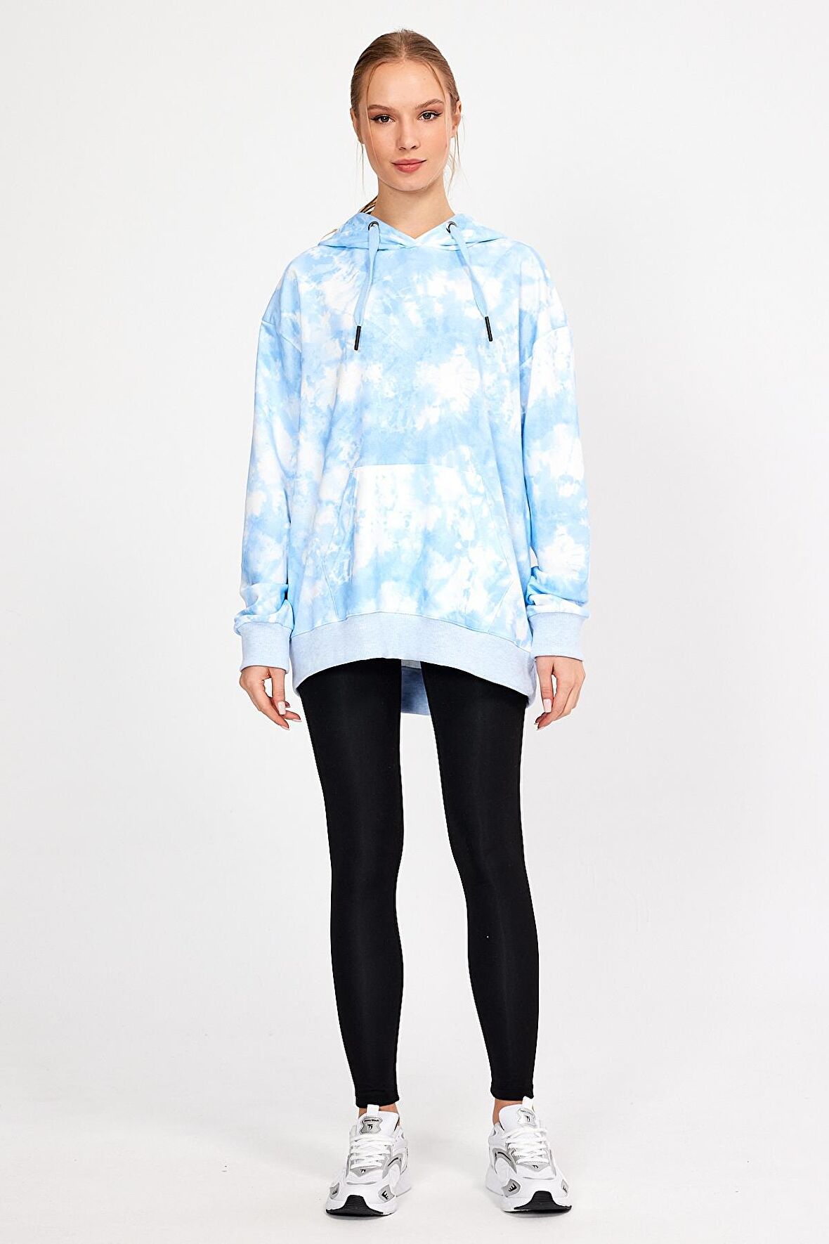 ALEXANDERGARDI BATİK DESENLİ KAPÜŞONLU OVERSİZE SWEATSHİRT (UN-757A07)