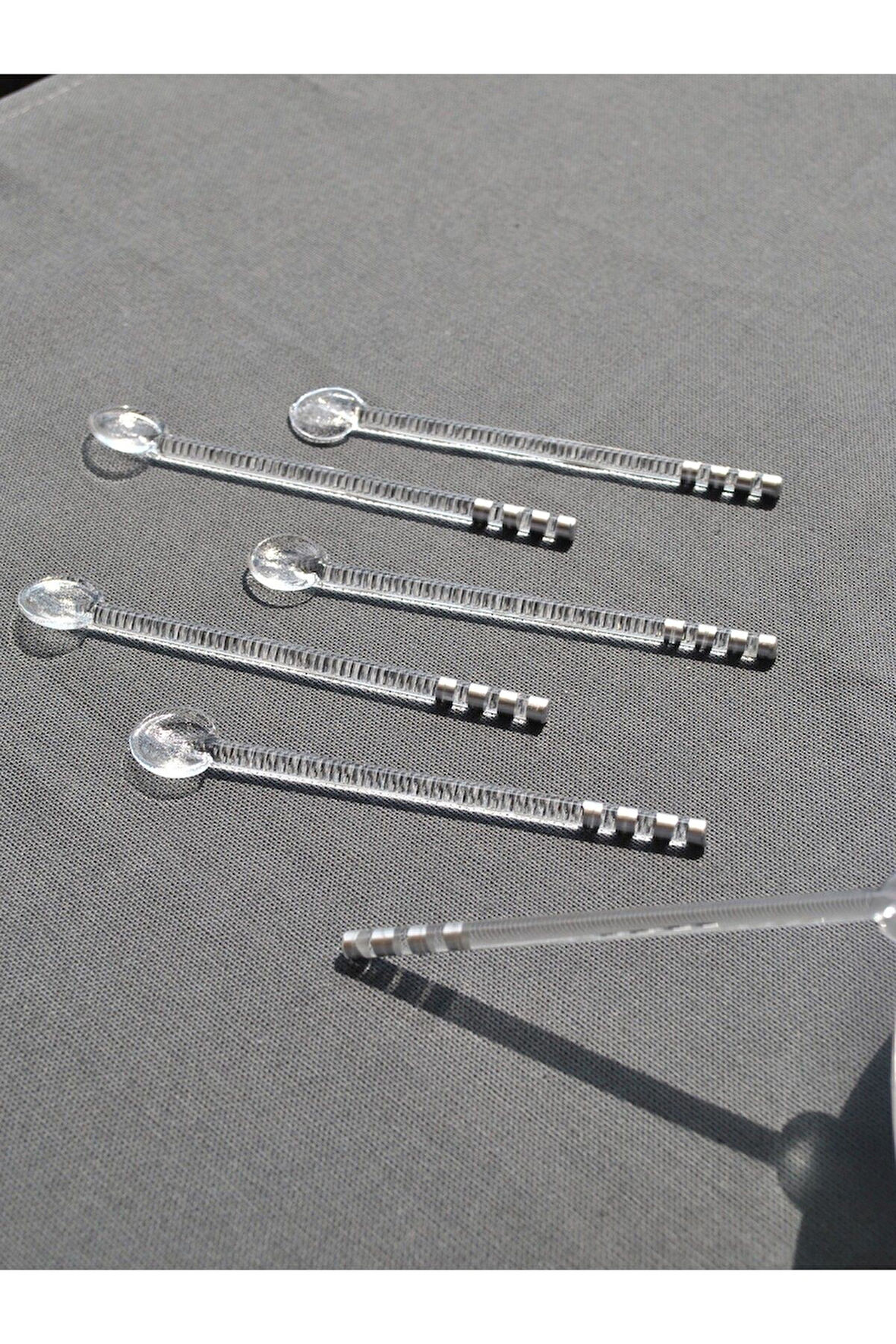 6'lı Gümüş Simli Cam Çay Kaşığı