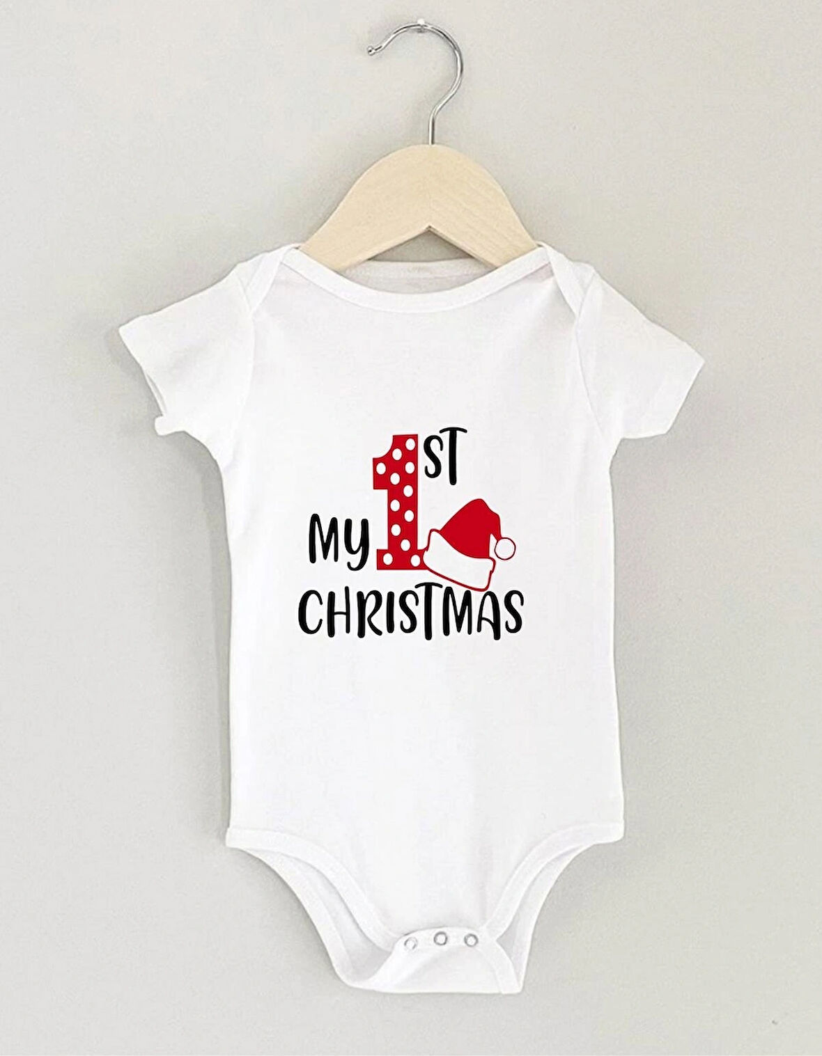 BASKILI-Bebek body-bebek zıbın-organik kumaş-bebek tişört-tasarımlı body- MY FIRST CHRISTMAS-YENİ YIL -NOEL
