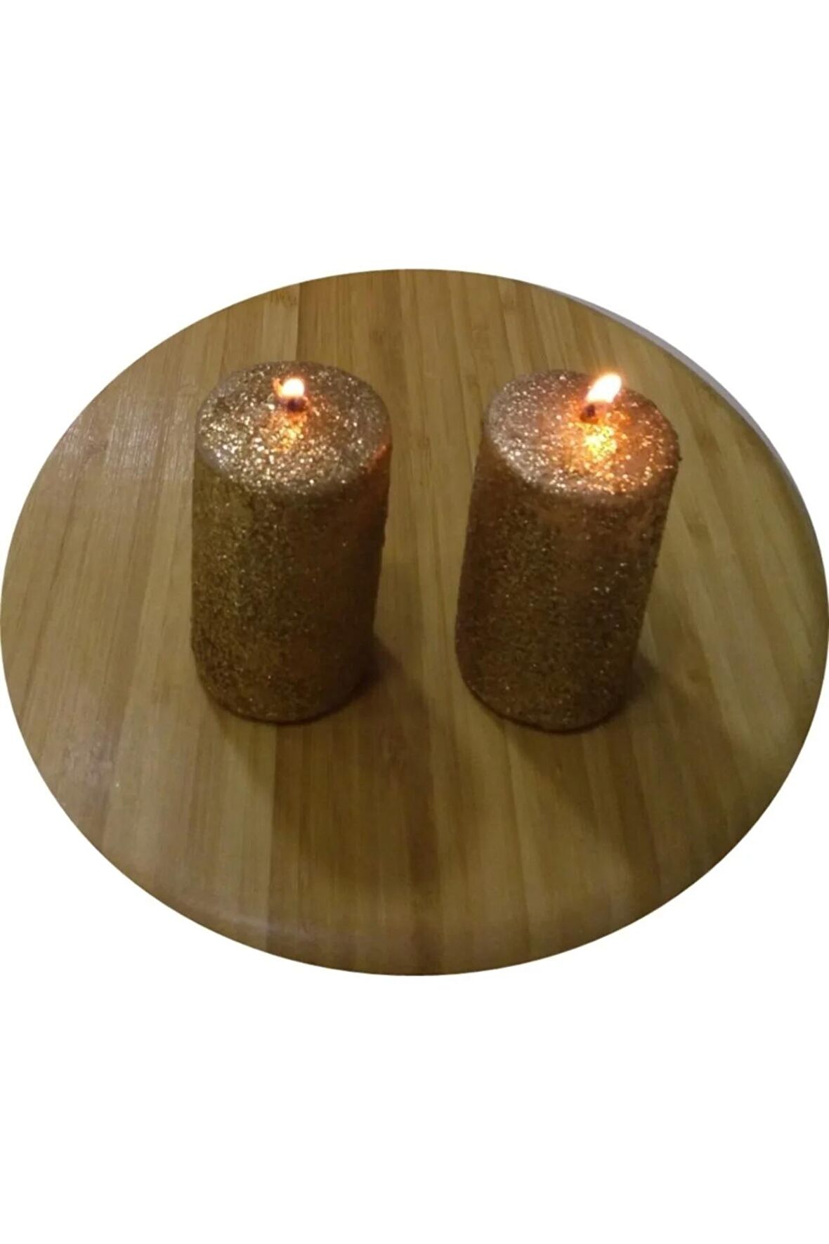 2'li Silindir Simli Mum Altın 220 A