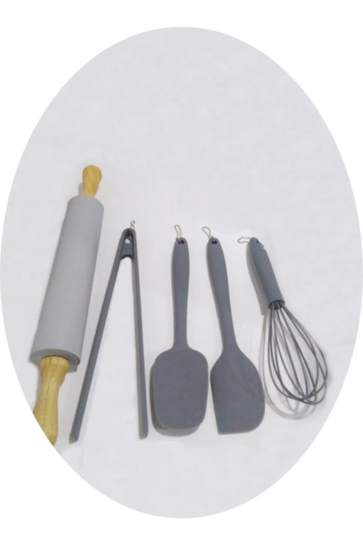 Silikon 5'li Spatula-maşa-çırpıcı-merdane Set