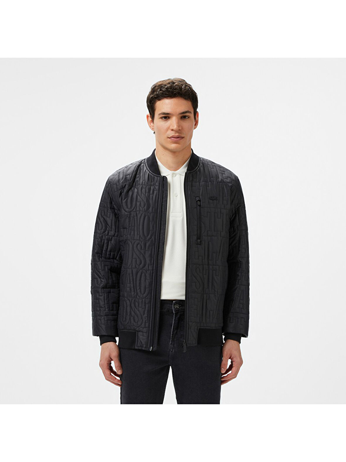 Lacoste Erkek Regular Fit Dik Yaka Kapitone Siyah Mont