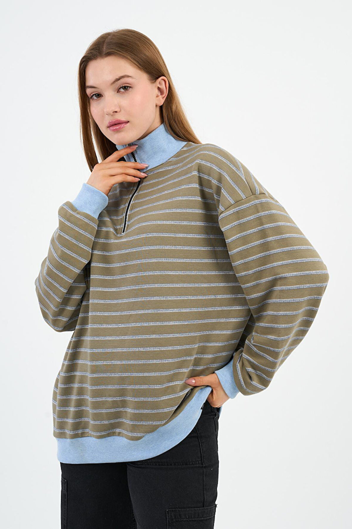 ALEXANDERGARDI DİK YAKA FERMUARLI SWEATSHIRT (UNX-00247-WN)