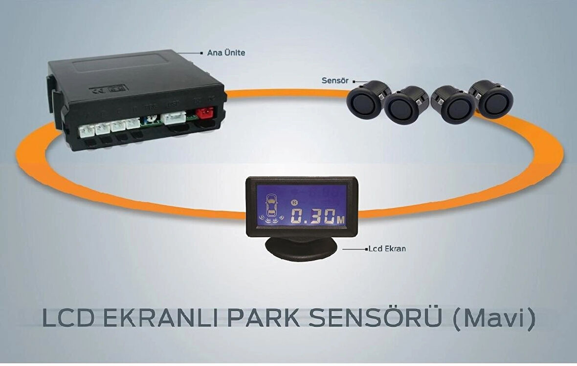 Unique LCD EKRANLI PARK SENSÖR 19MM MAT SİYAH SENSÖR UYUMLU