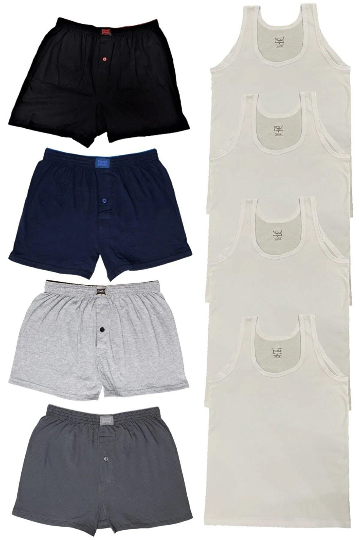 Erkek 4 Adet Boxer-4 Adet Atlet- Paket 8'li