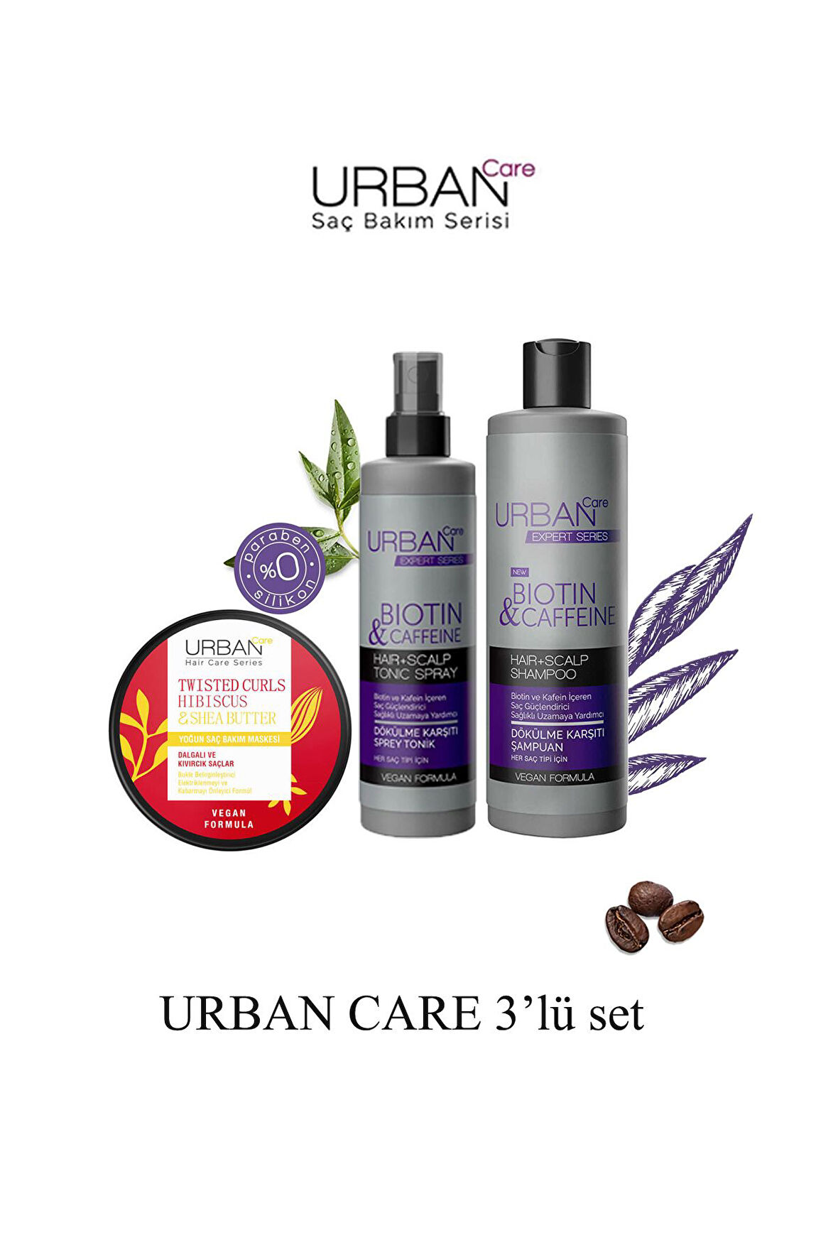 Expert Biotin & Kafein Şampuan 350ML + Sprey Tonik 200ML + Hibiscus & Shea Butter Maske 230ML