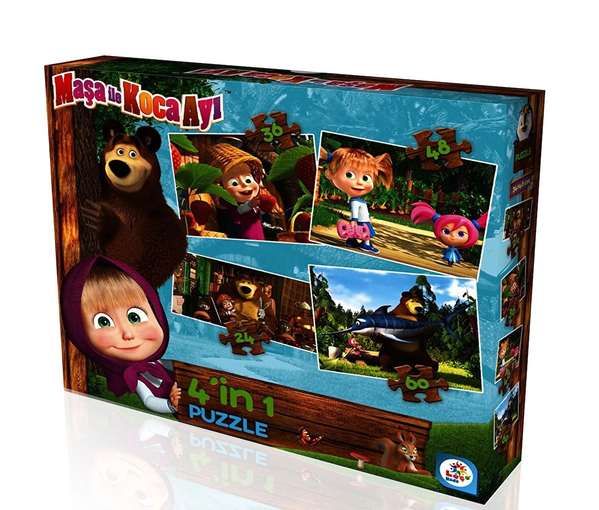 MAŞA İLE KOCA AYI 4 IN 1 PUZZLE (4 FARKLİ GÖRSEL)