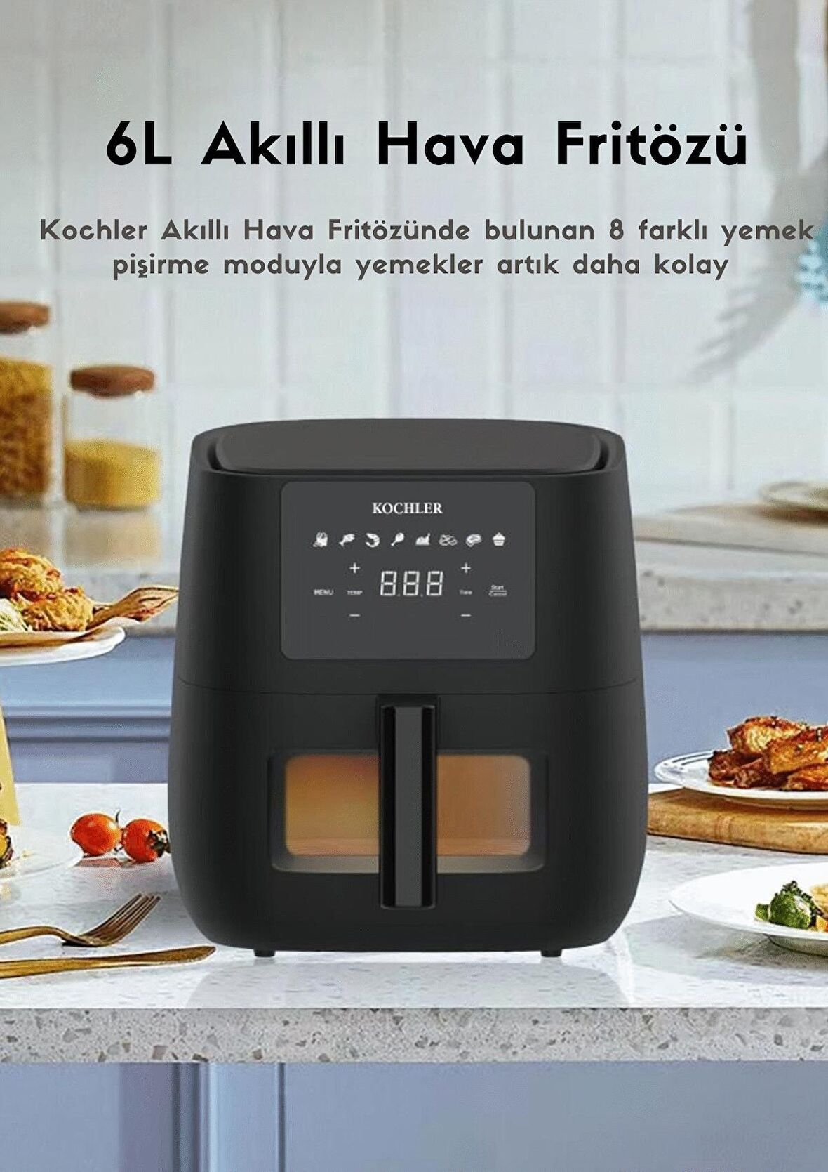 Kochler 6.2 lt Yağsız Airfryer Siyah