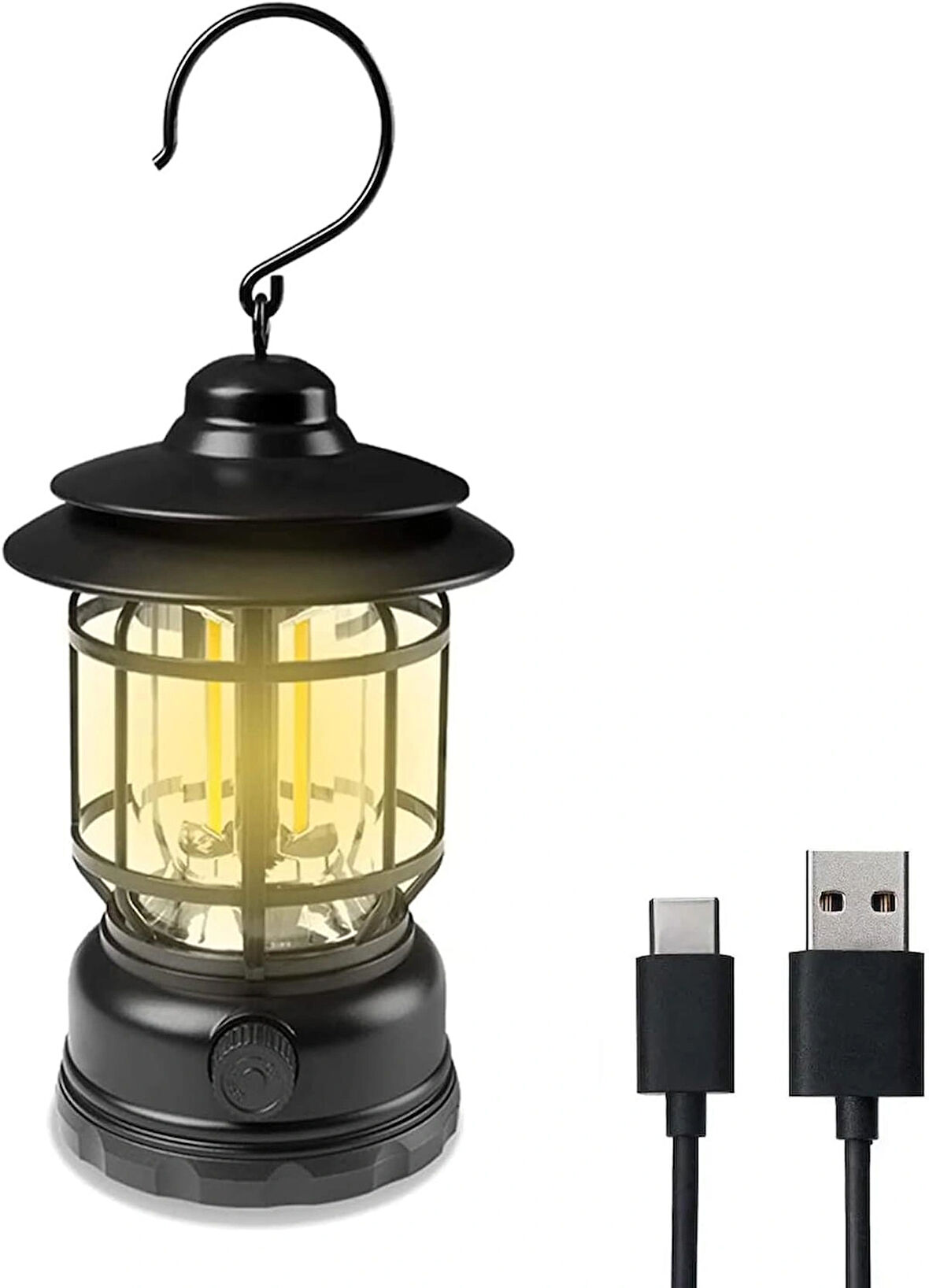  Kamp Feneri Şarj Edilebilir, Döner Dimmer'lı Vintage Cob Taşınabilir