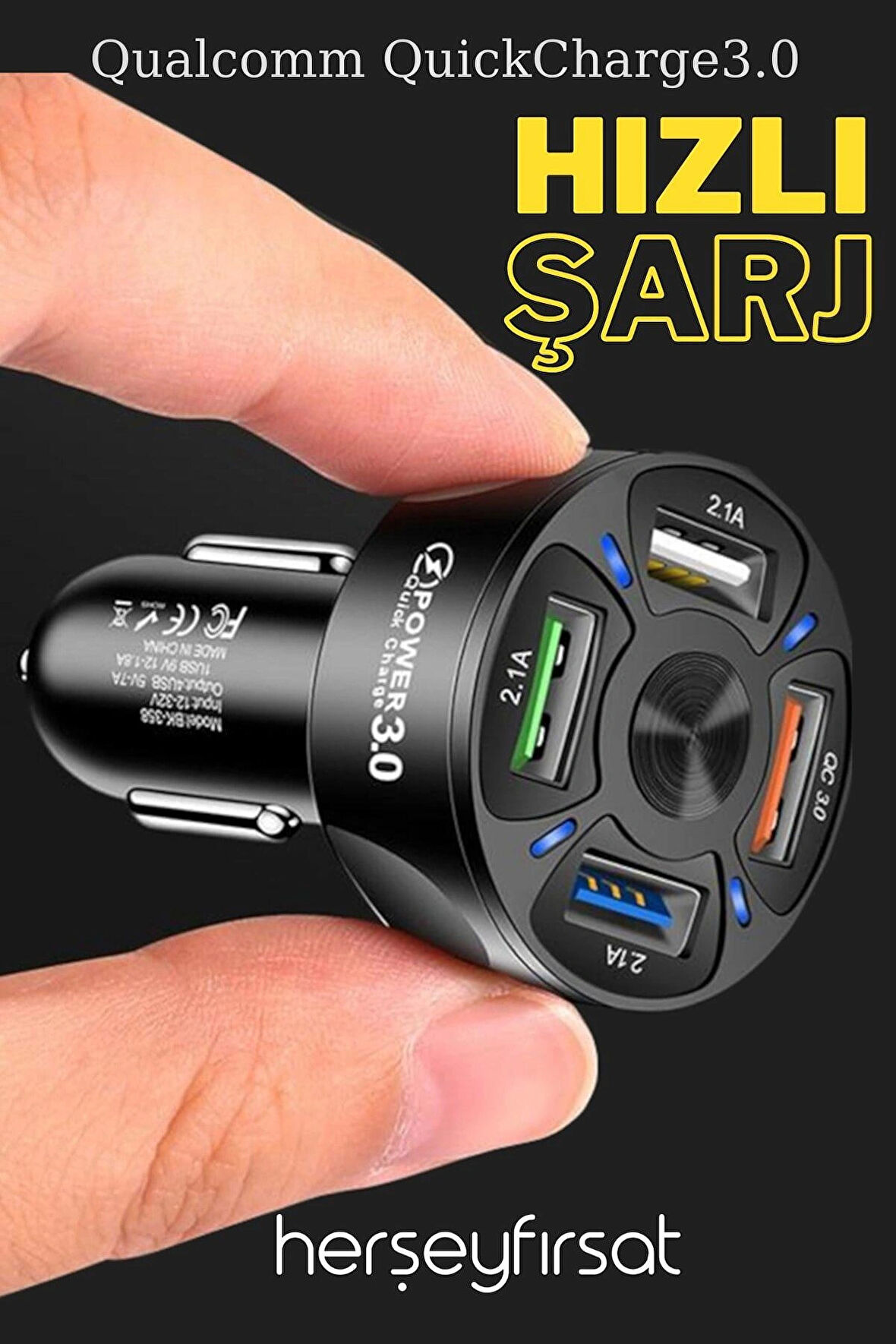 OTO ŞARJ CİHAZI 4 LÜ USB SİYAH 