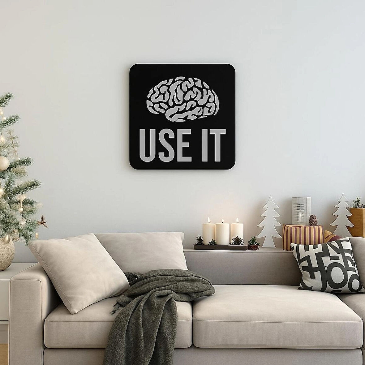 USE IT Yazılı Beyin Figürlü Lazer Kesim Dekor