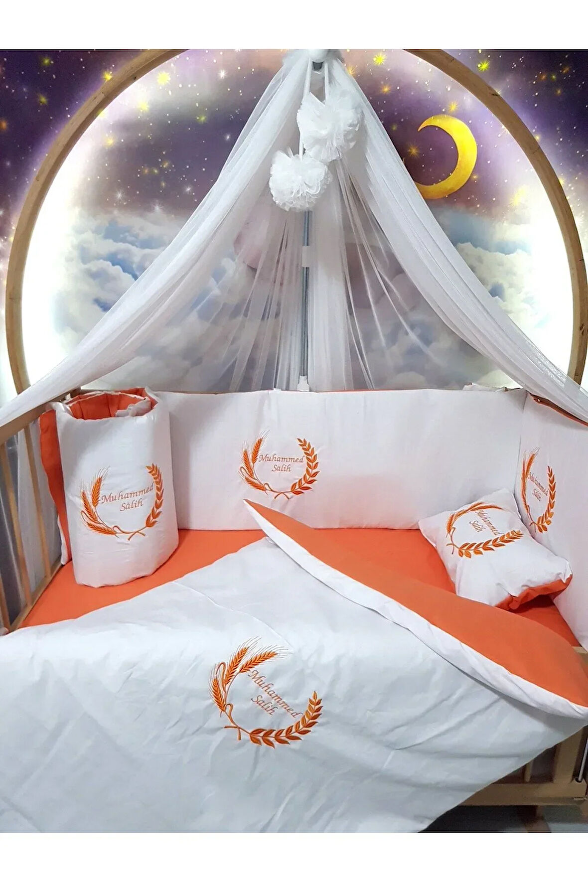 60x120 Nakışlı Bebek Uyku Seti İsimli - Lüks Cibinlik Ve Aparat (UYKU ARKADAŞLARI DAHİLDİR.)