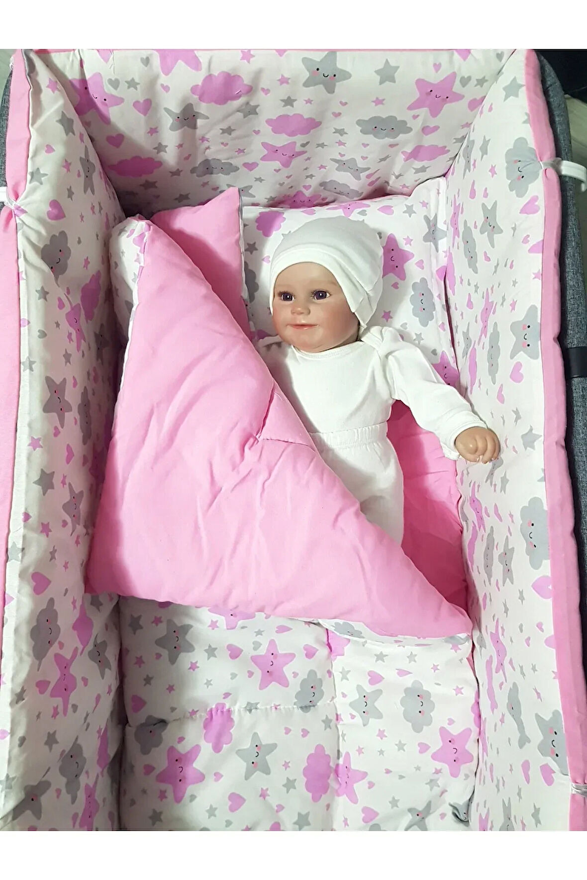 45x85 cm Portatif Beşik İçin Bebek Uyku Seti - Anne Yanı Beşik Uyku Seti