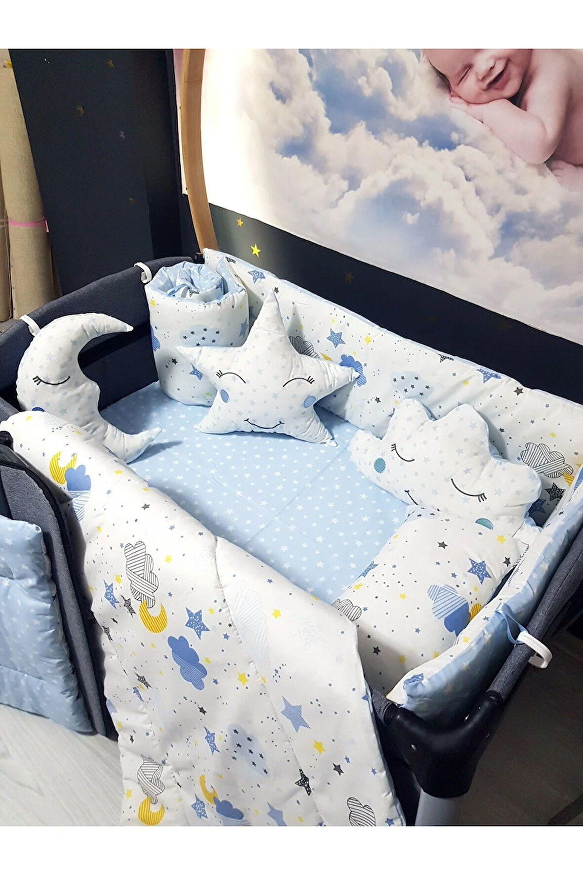 70x110 Cibinliksiz Bebek Uyku Seti 11 Parça Park Beşiklere