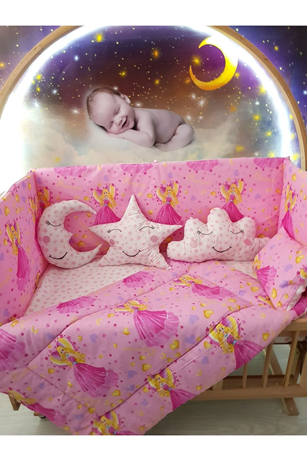 70x130 Bebek Uyku Seti - Cibinliksiz - Prenses Desenli (MOBİLYA BEŞİK HARİÇ)
