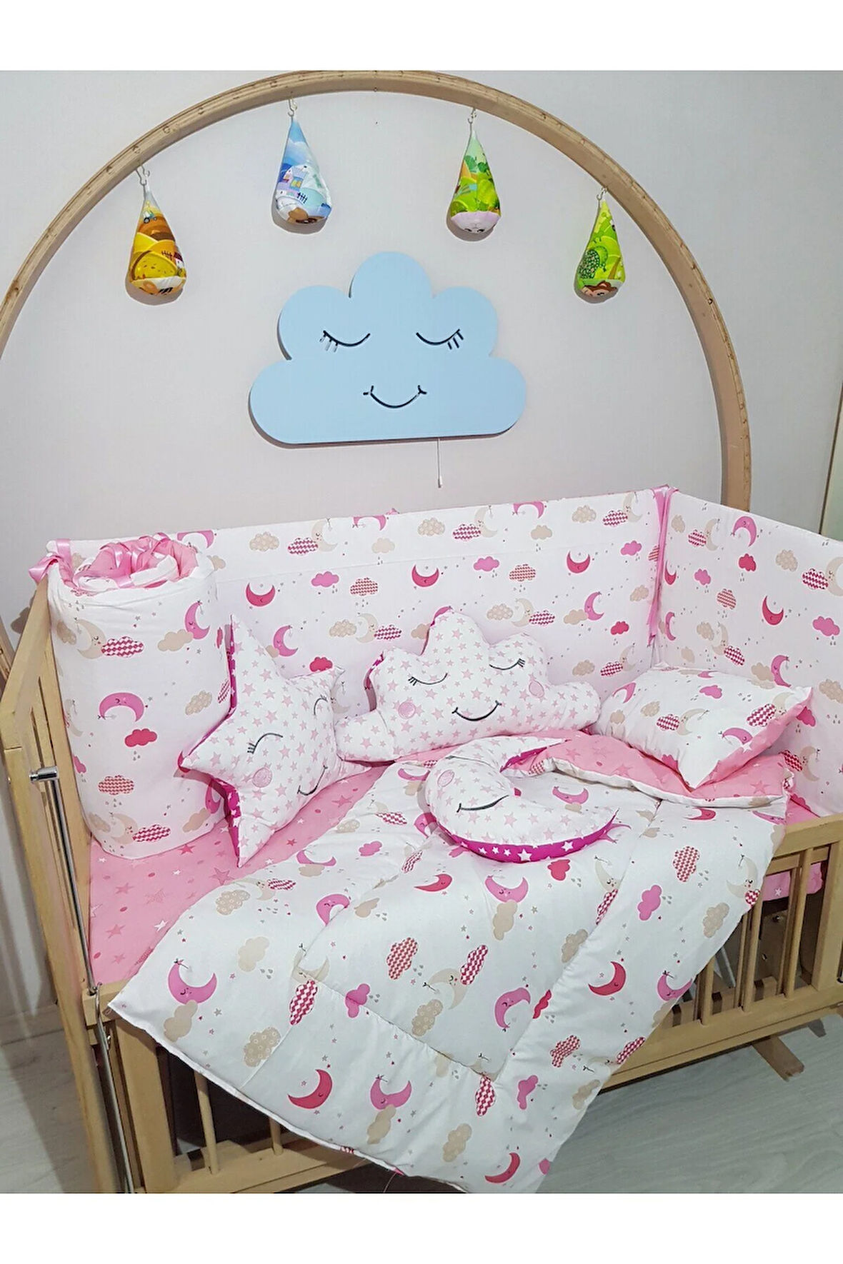 70x130 Bebek Uyku Seti - Cibinliksiz - Ay Bulut Yıldız (MOBİLYA BEŞİK HARİÇ)