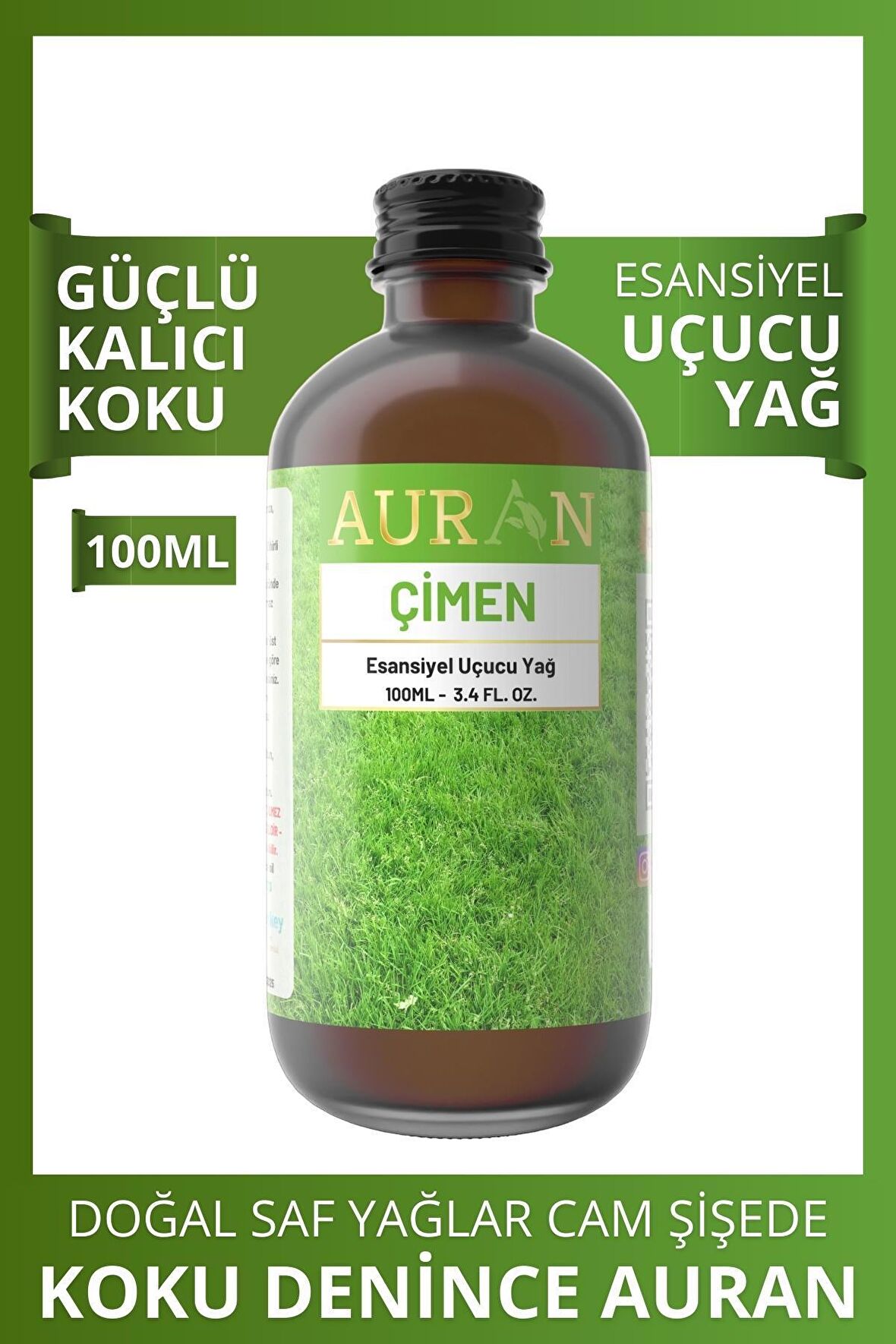 Çimen Saf Esansiyel Uçucu Yağ Buhurdanlık Yağ Difüzör Esansı Aromaterapi Ortam Küre Koku Yağı 100ml