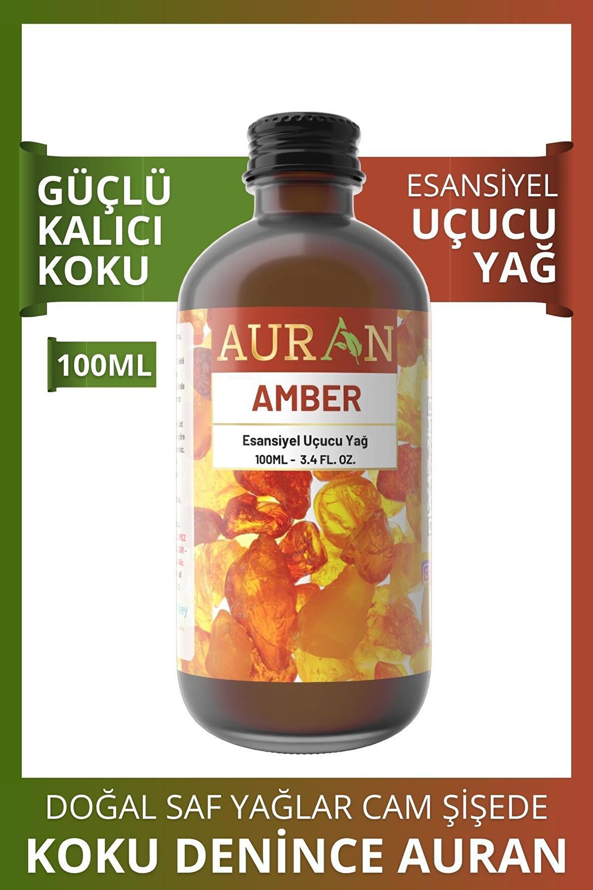 Amber Esansiyel Uçucu Koku Yağı Buhurdanlık Yağı Difüzör Esansı Hobi Esans Ortam Oda Kokusu 100ml