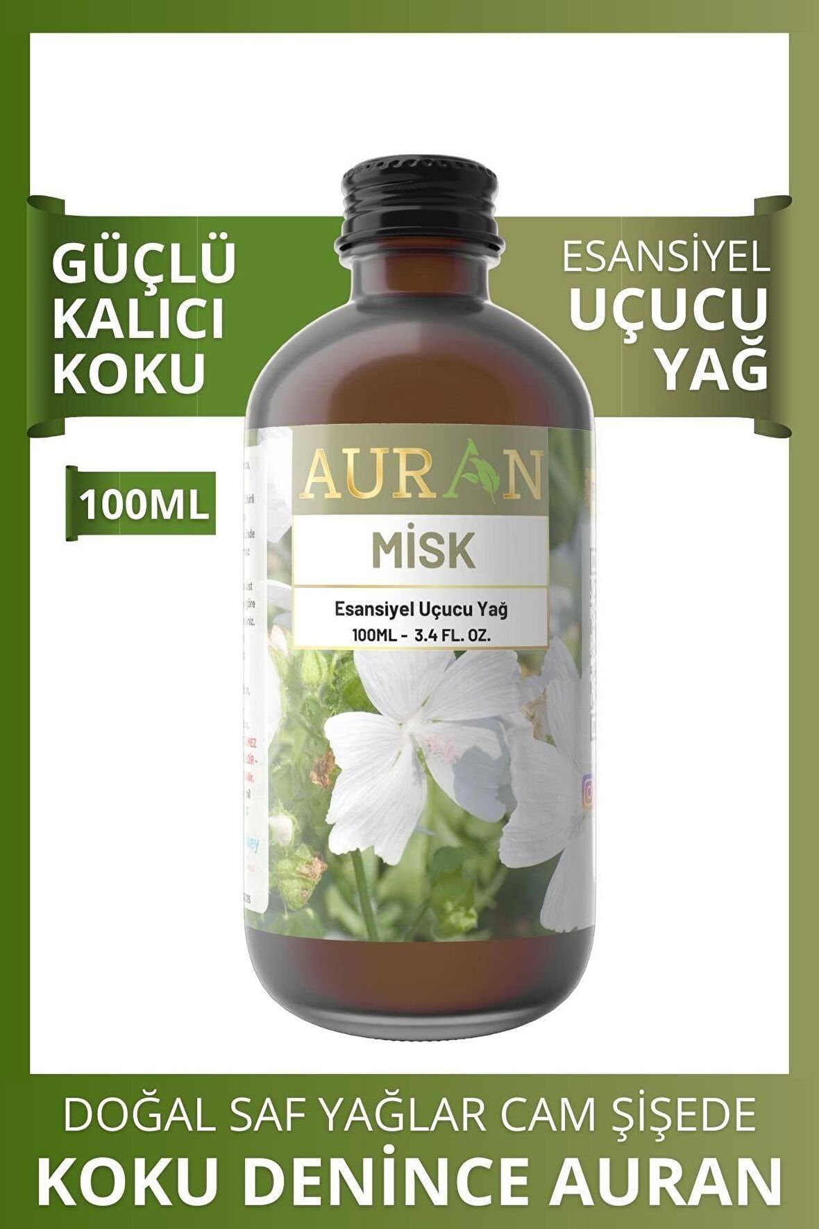 Misk Saf Esansiyel Uçucu Yağ Buhurdanlık Yağı Difüzör Esansı Aromaterapi Ortam Küre Koku Yağı 100ml