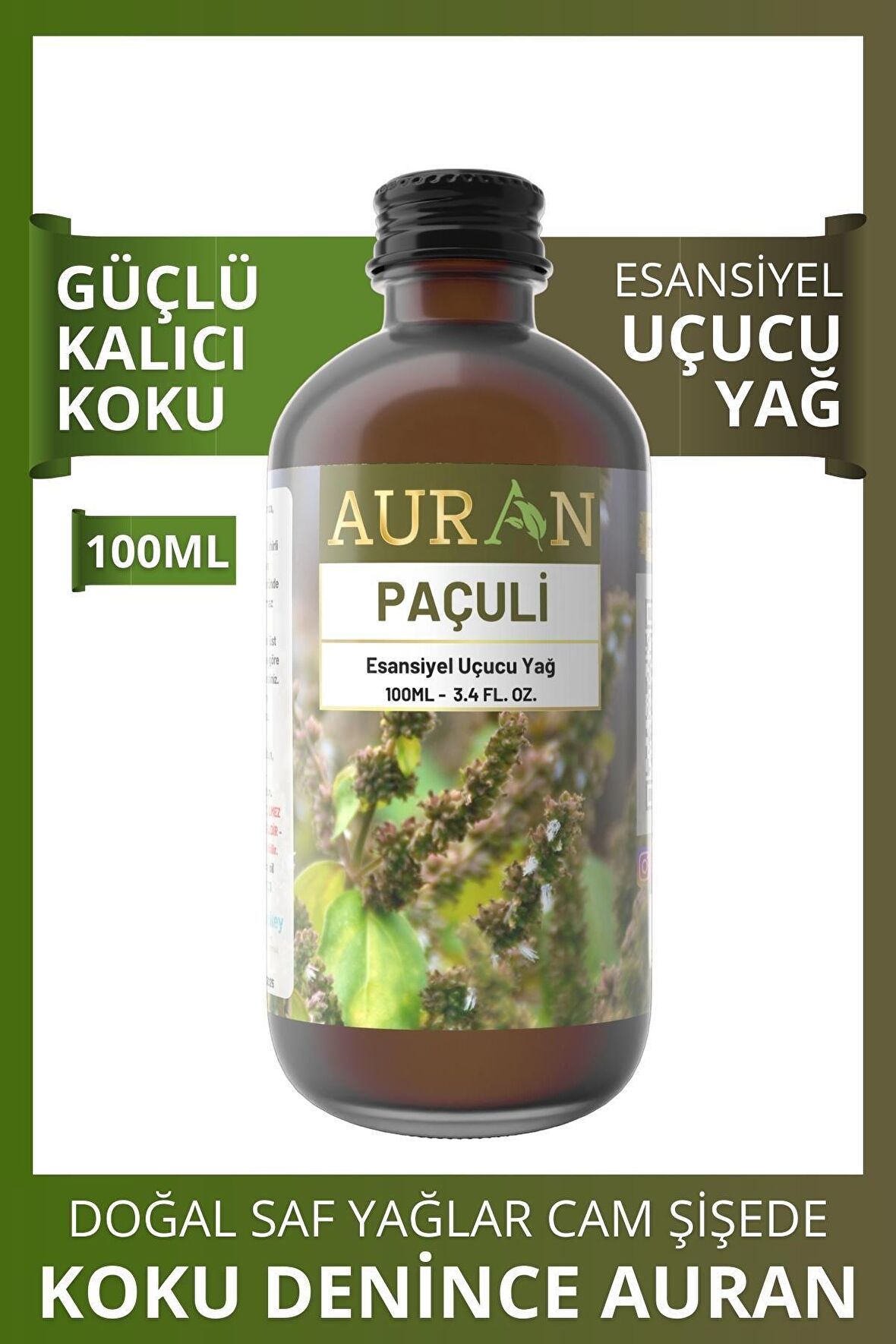Paçuli Esansiyel Uçucu Koku Yağı Buhurdanlık Yağı Difüzör Esansı Hobi Esans Ortam Oda Kokusu 100ml