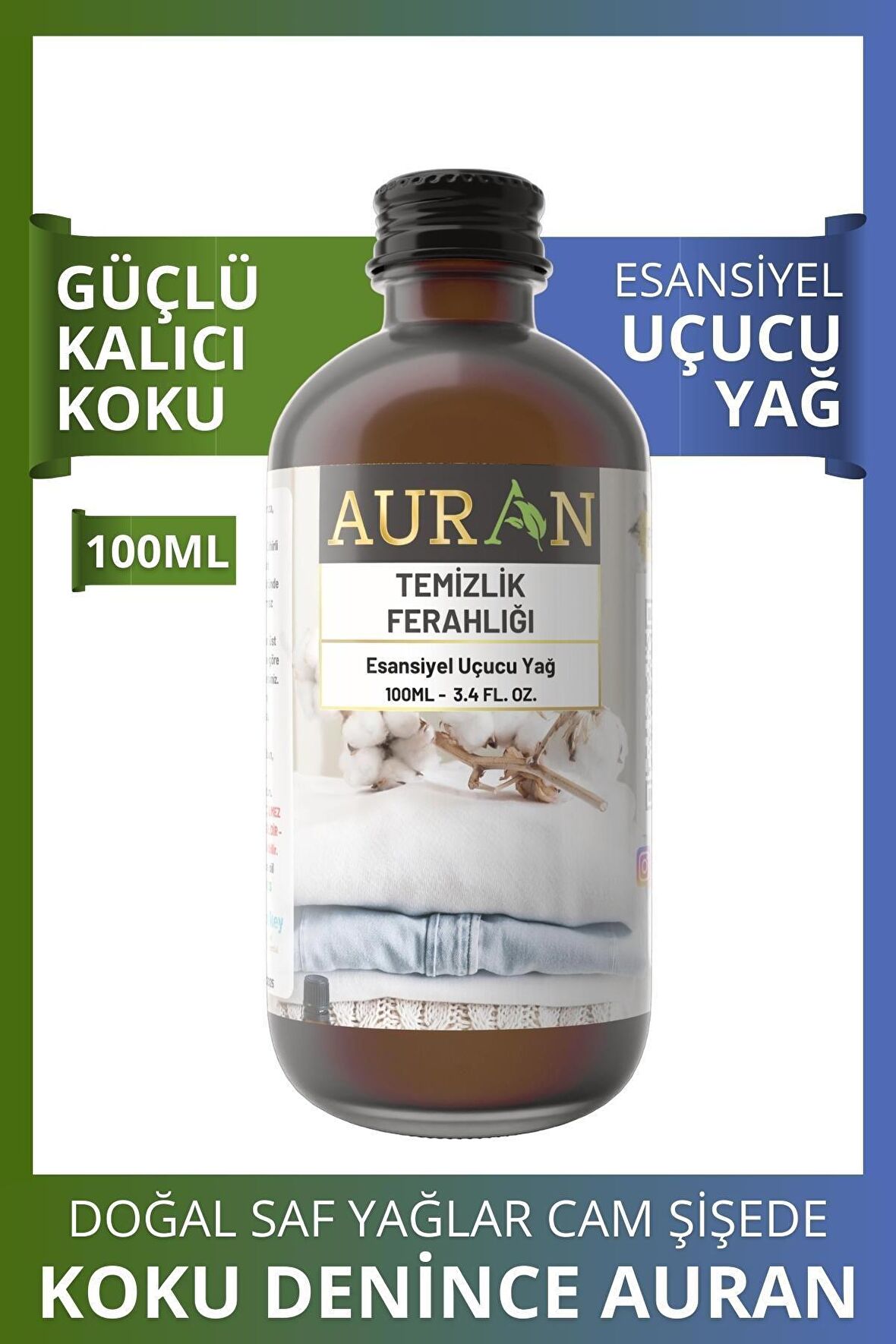 Temizlik Ferahlığı Esansiyel Uçucu Koku Yağı Buhurdanlık Yağı Difüzör Esansı Hobi Esans Ortam 100ml