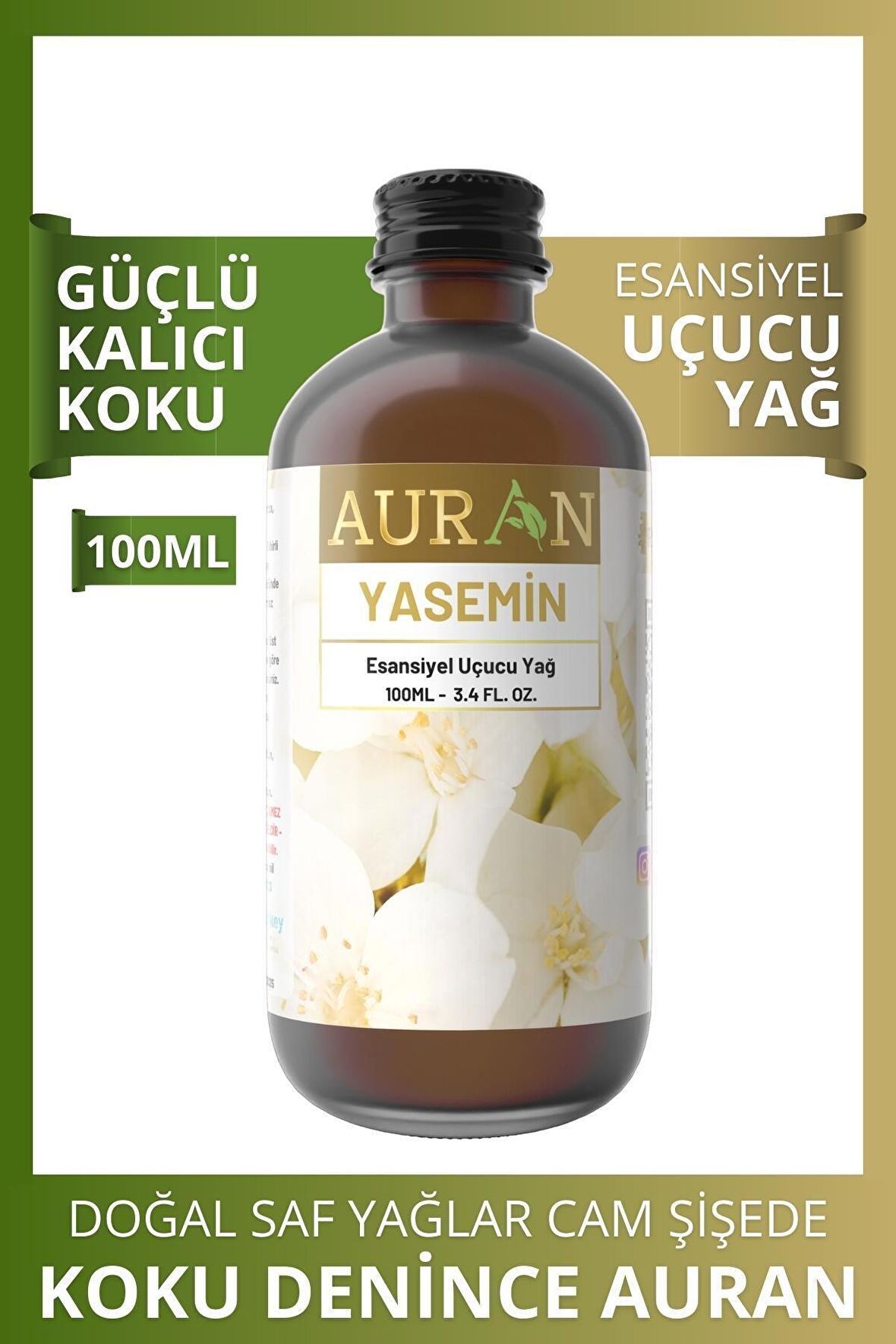 Yasemin Esansiyel Uçucu Koku Yağı Buhurdanlık Yağı Difüzör Esansı Hobi Esans Ortam Oda Kokusu 100ml