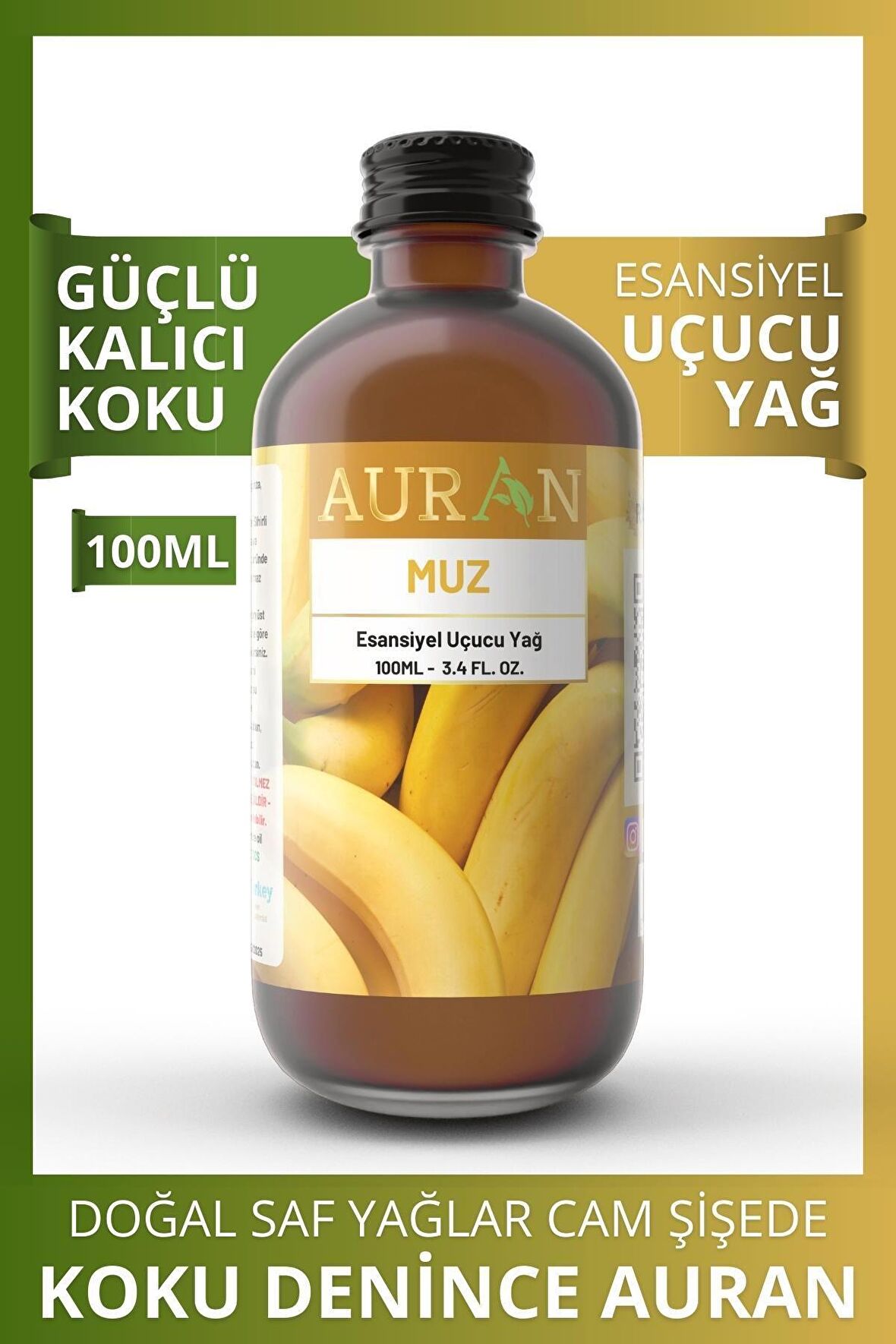 Muz Esansiyel Uçucu Koku Yağı Buhurdanlık Yağı Difüzör Esansı Hobi Esans Ortam Oda Kokusu 100ml