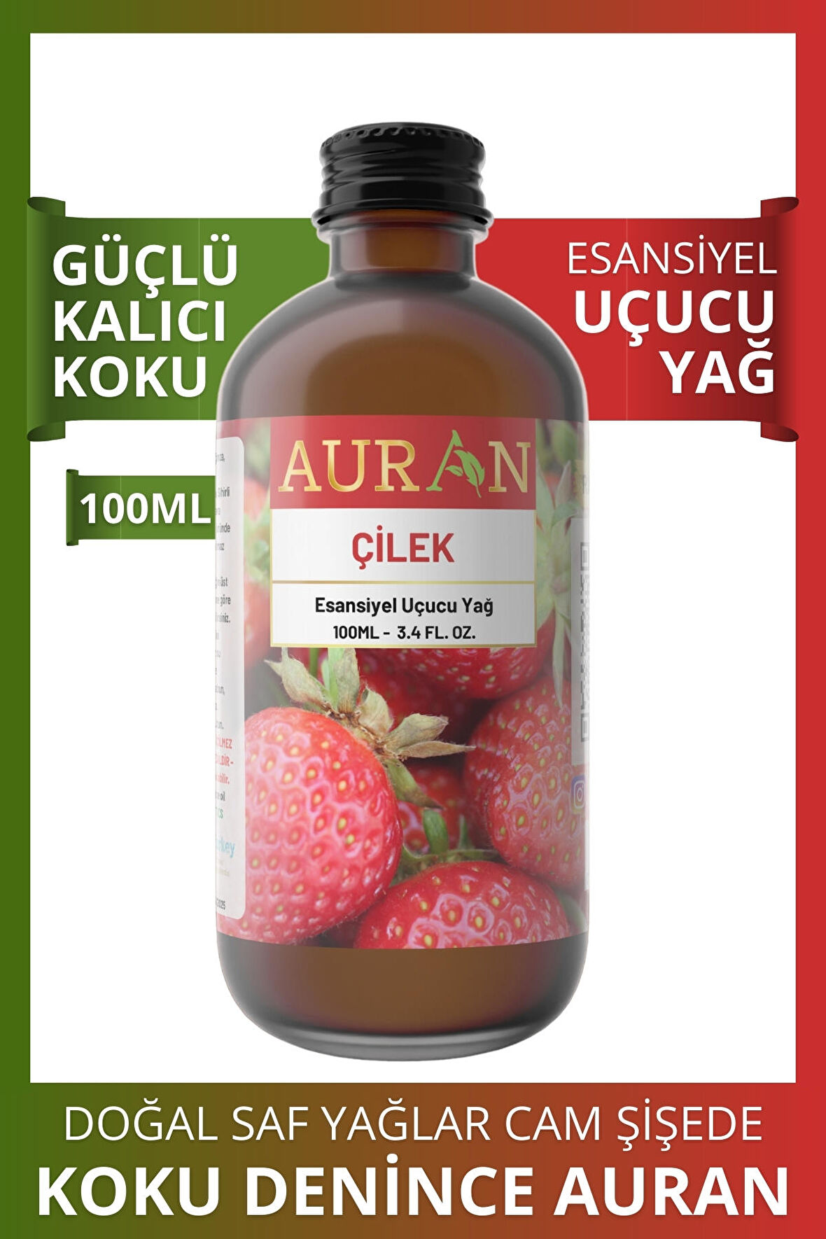 Çilek Esansiyel Uçucu Koku Yağı Buhurdanlık Yağı Difüzör Esansı Hobi Esans Ortam Oda Kokusu 100ml