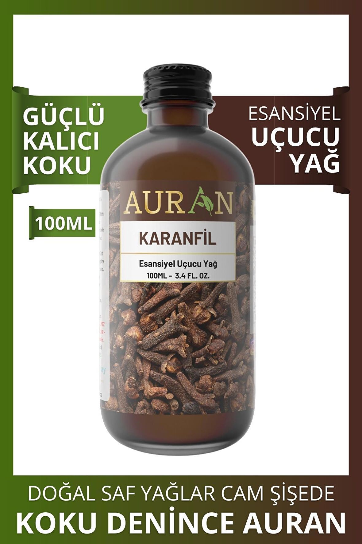 Karanfil Esansiyel Uçucu Koku Yağı Buhurdanlık Yağı Difüzör Esansı Hobi Esans Ortam Oda Kokusu 100ml