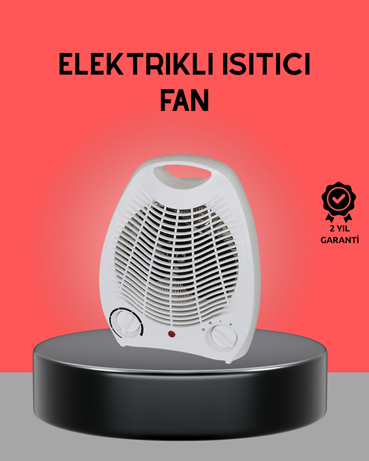 Mini Elektrikli Isıtıcı 2000W - Termostatlı Fanlı Isıtma, Taşınabilir Tasarım