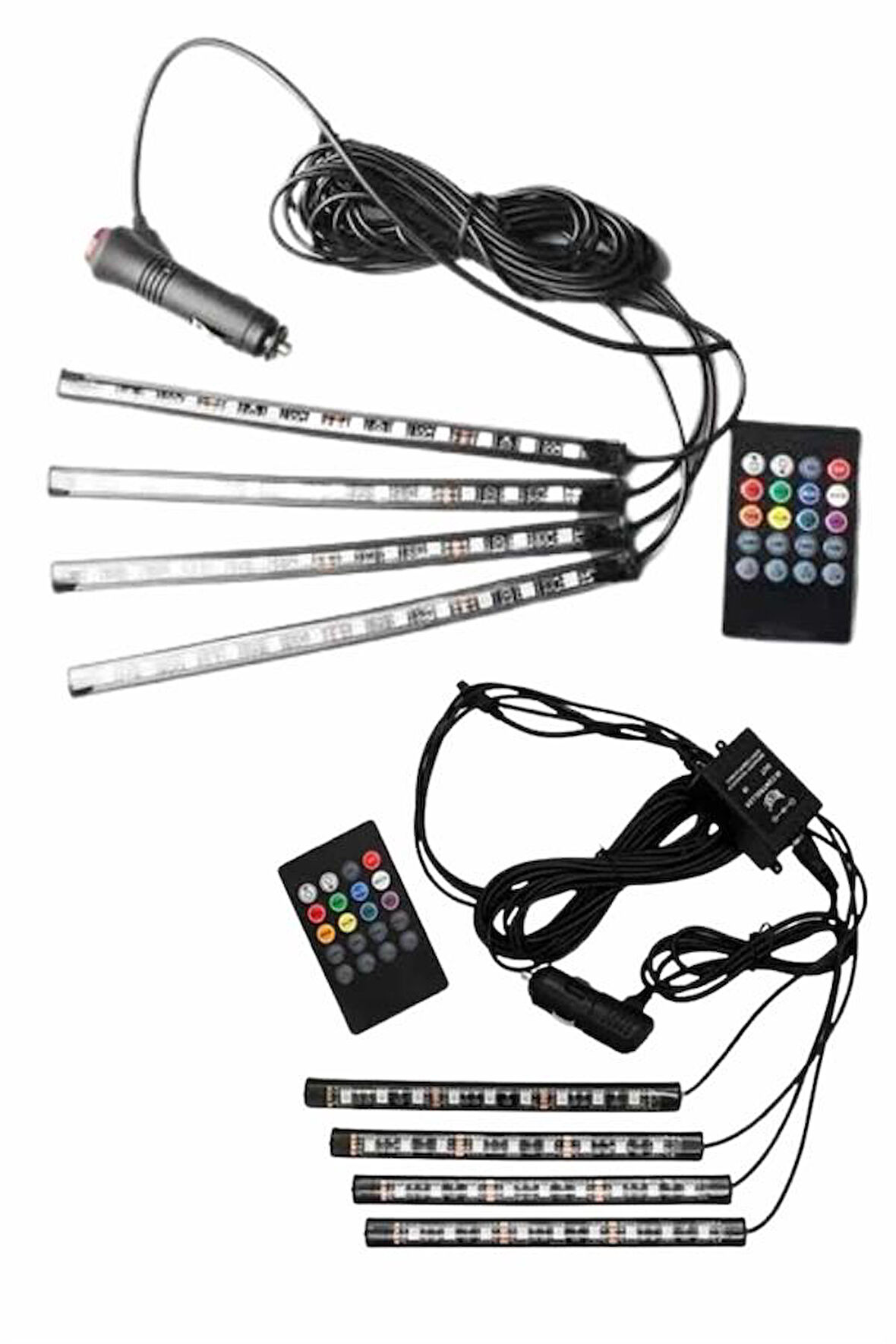 12'Lİ Şerit Led Işık RGB Sese ve Müziğe Duyarlı Araç İçi Ayak Altı