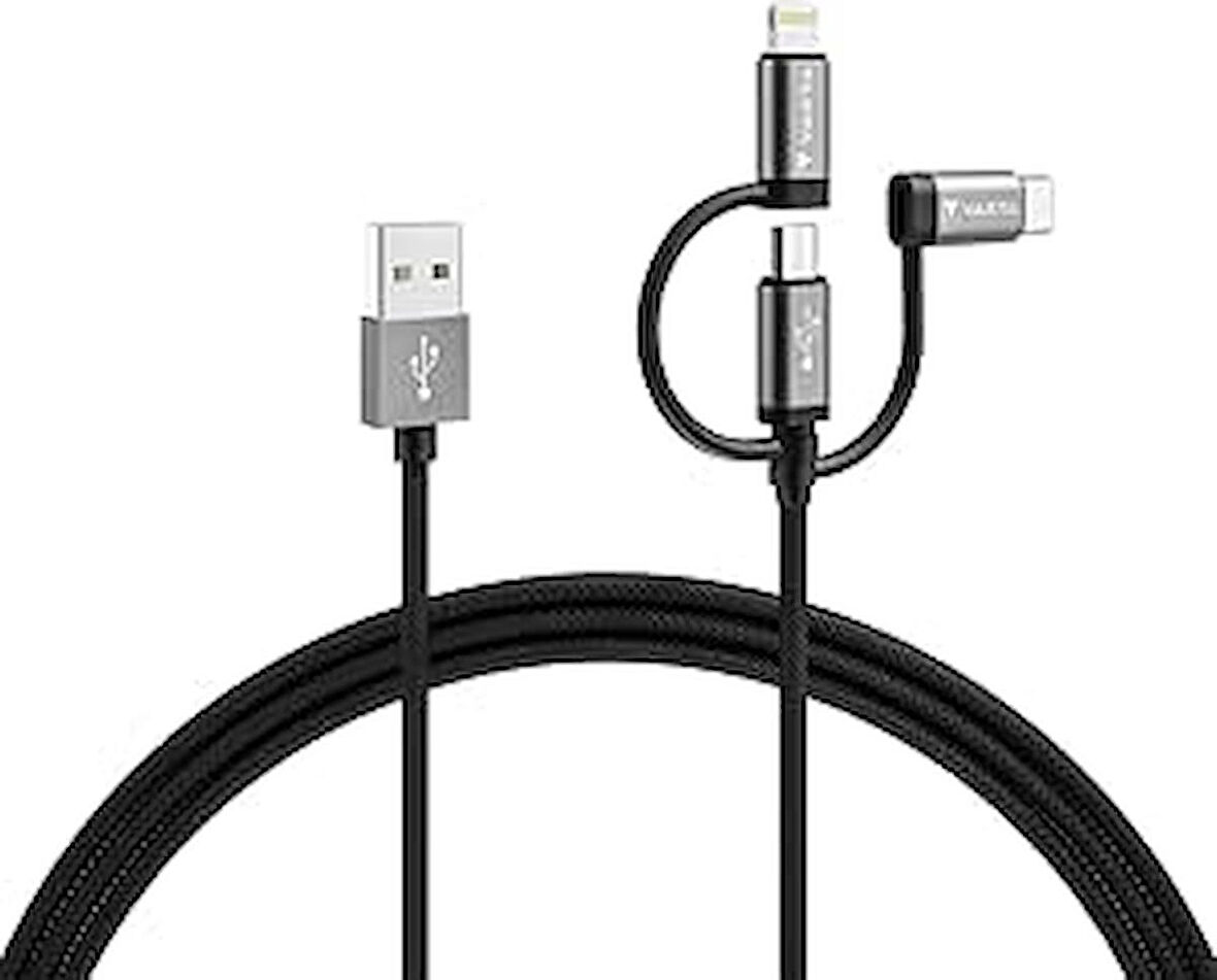 KRAL 3 in 1 HDTV to microUSB, Type C or Lightning HDMI Android iOS Smartphone to TV Adaptor Cable 2 Meter