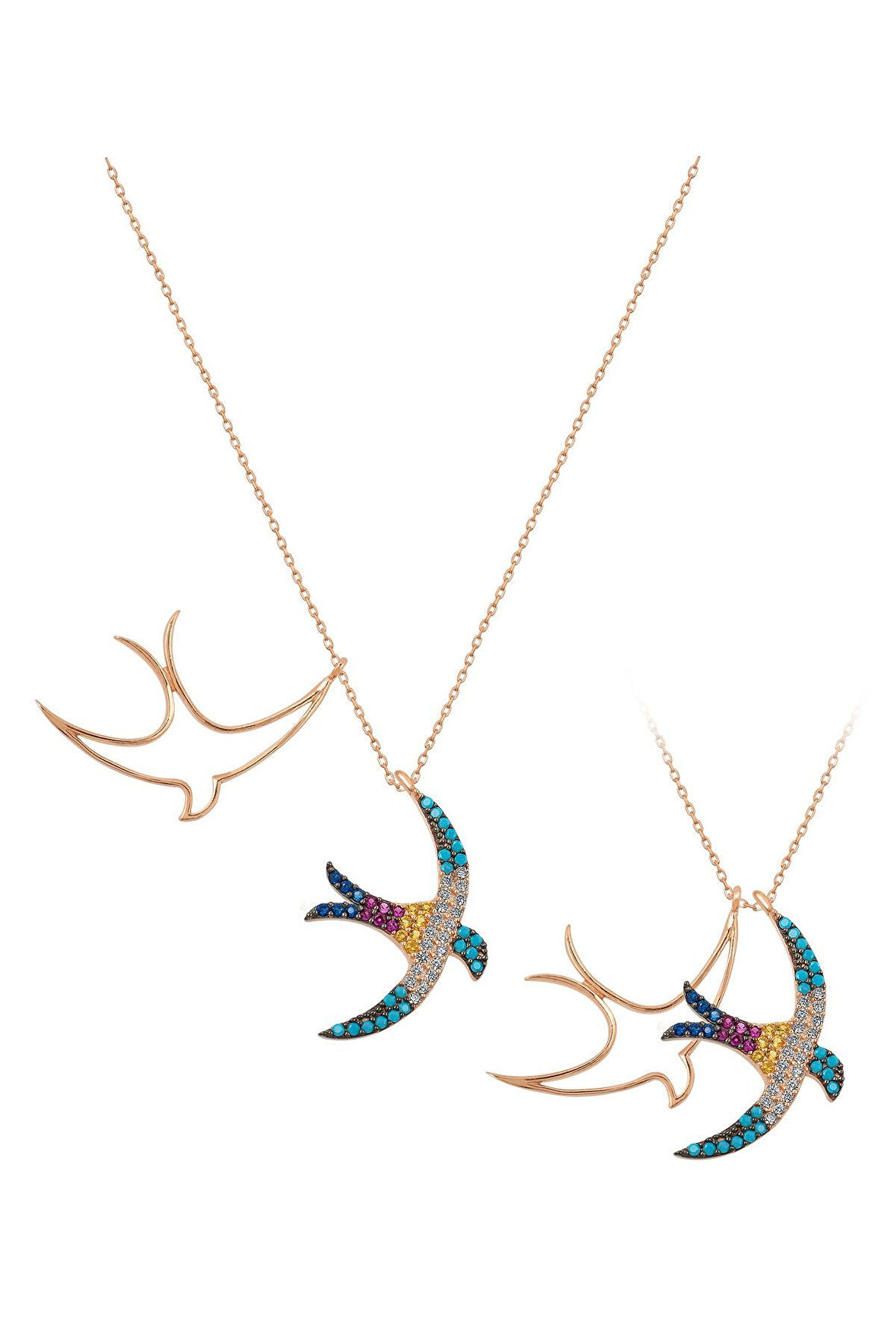 Kırlangıç Renkli Nano Taşlı Kolye UVPS100009