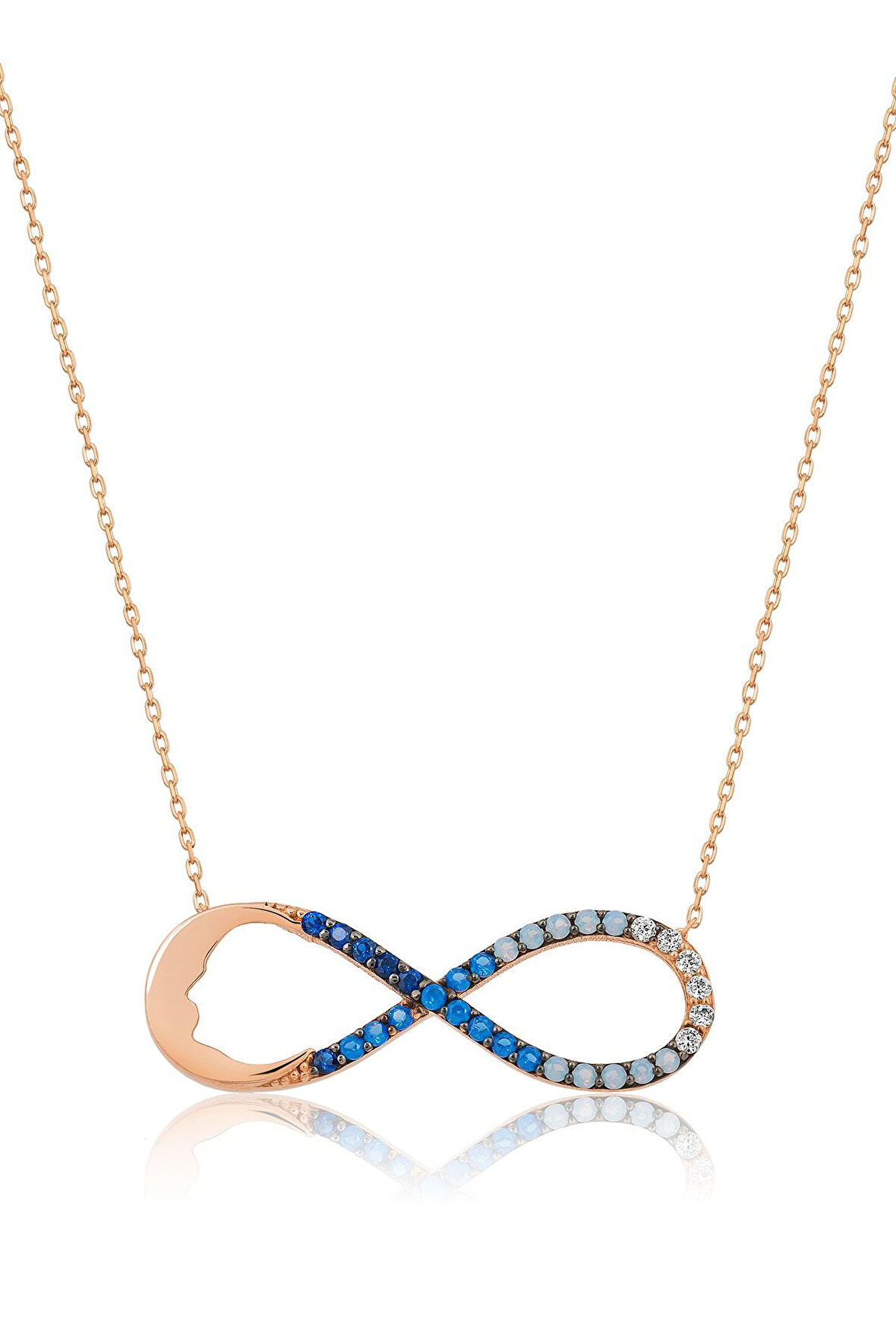 Nano Taşlı Sonsuzluk, Rose Altın Kaplama Atatürk Kolye.