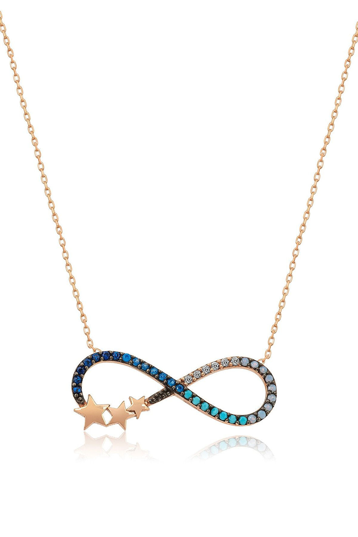 Gümüş Sonszuzluk Renkli Nano Taşlı Samanyolu Yıldız Kolye