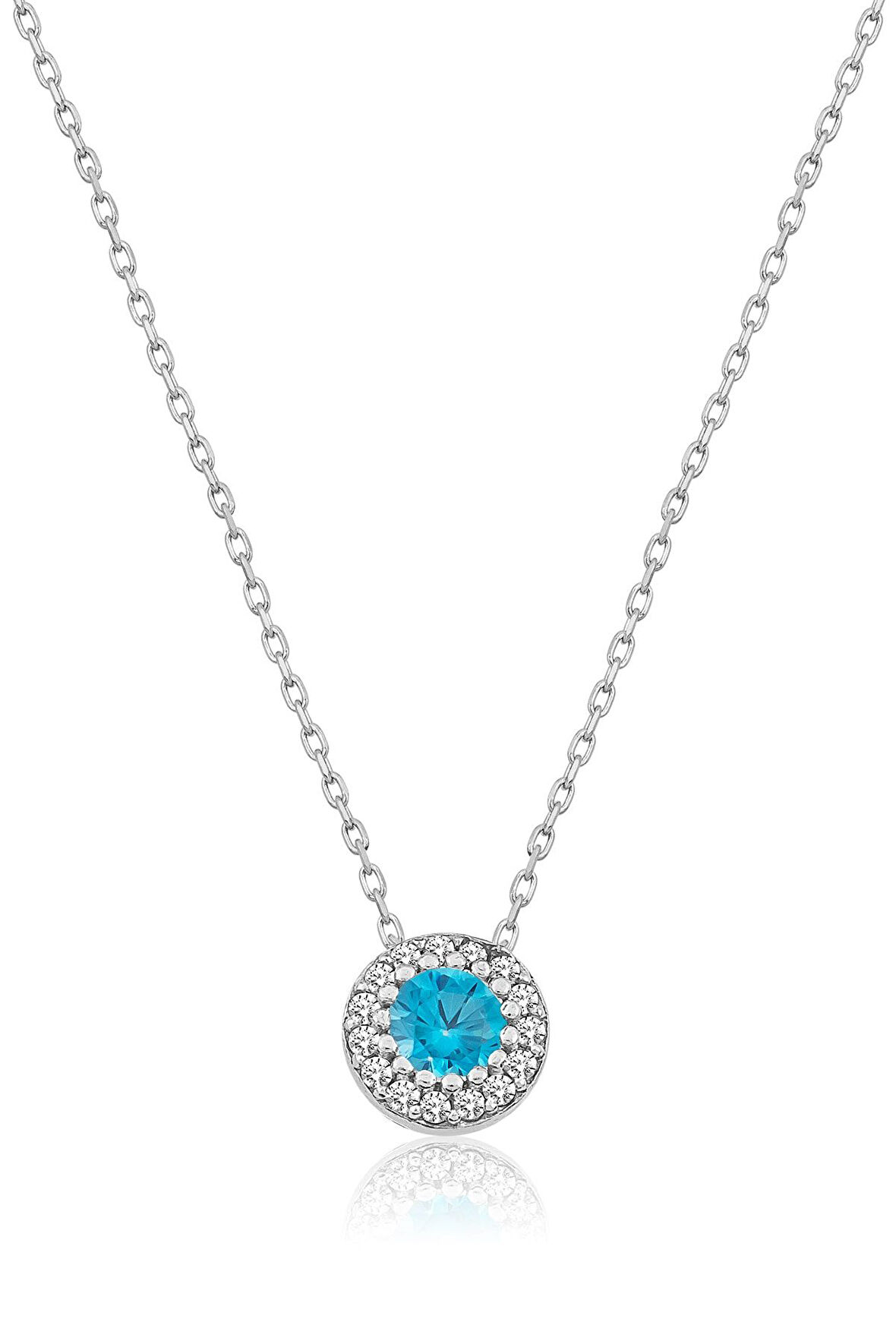 Nano Zirkon Akuamarin Tektaş Kolye - UVPS100248