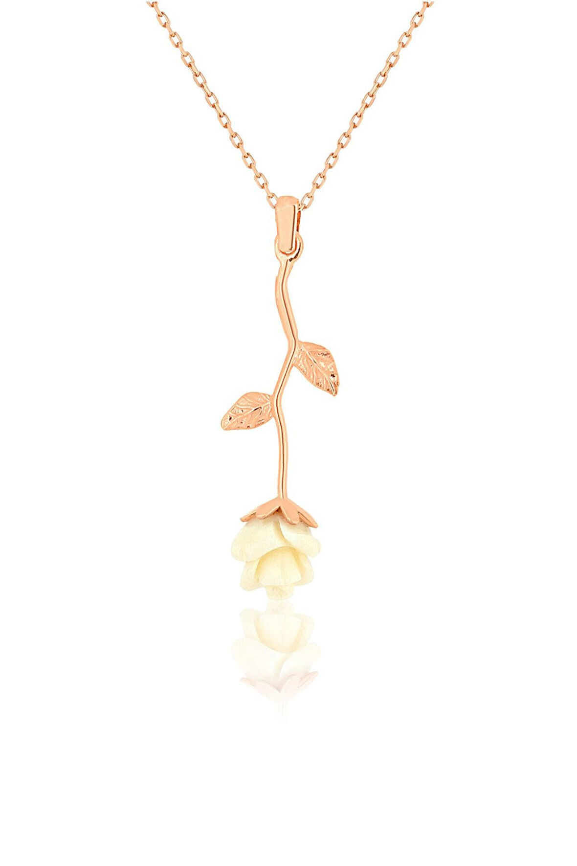 925 Ayar Rose Altın Kaplama Gümüş Gül Kolye