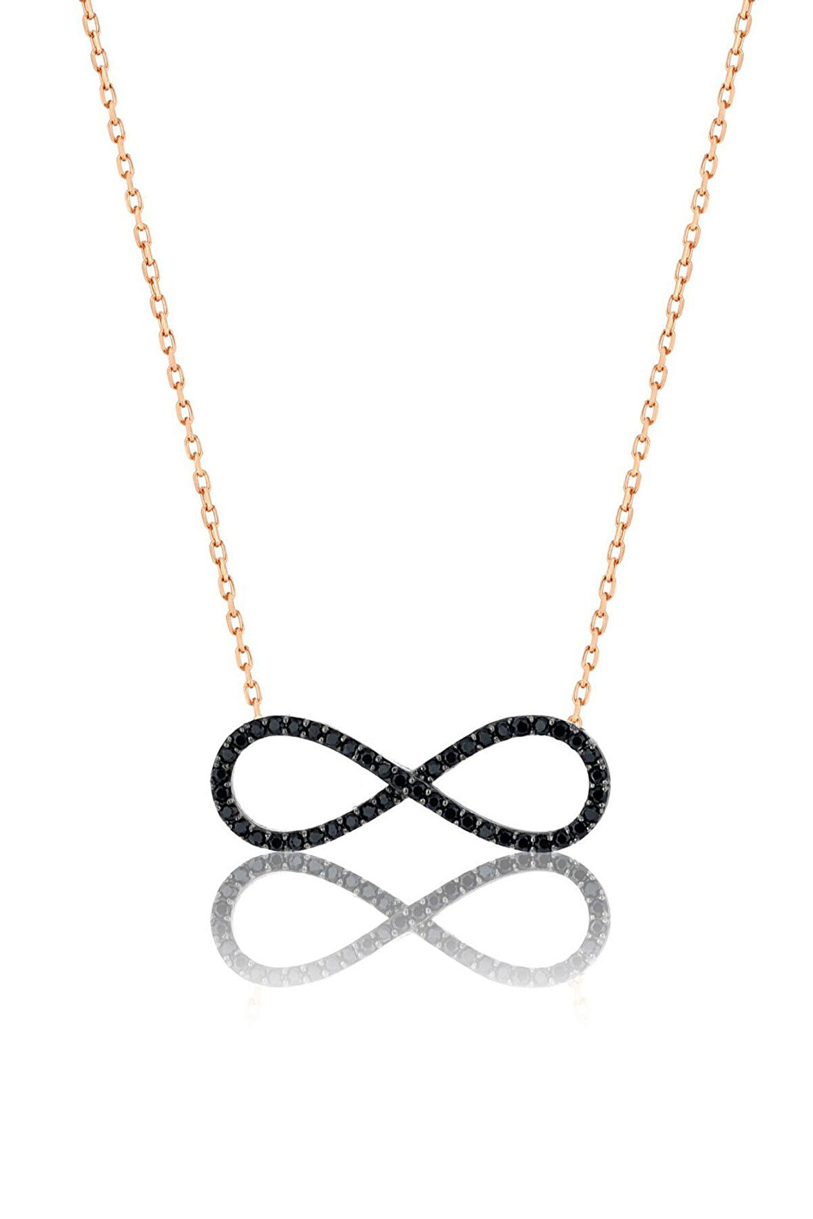 925 Ayar Siyah Taşlı Gümüş Sonsuzluk Kolye