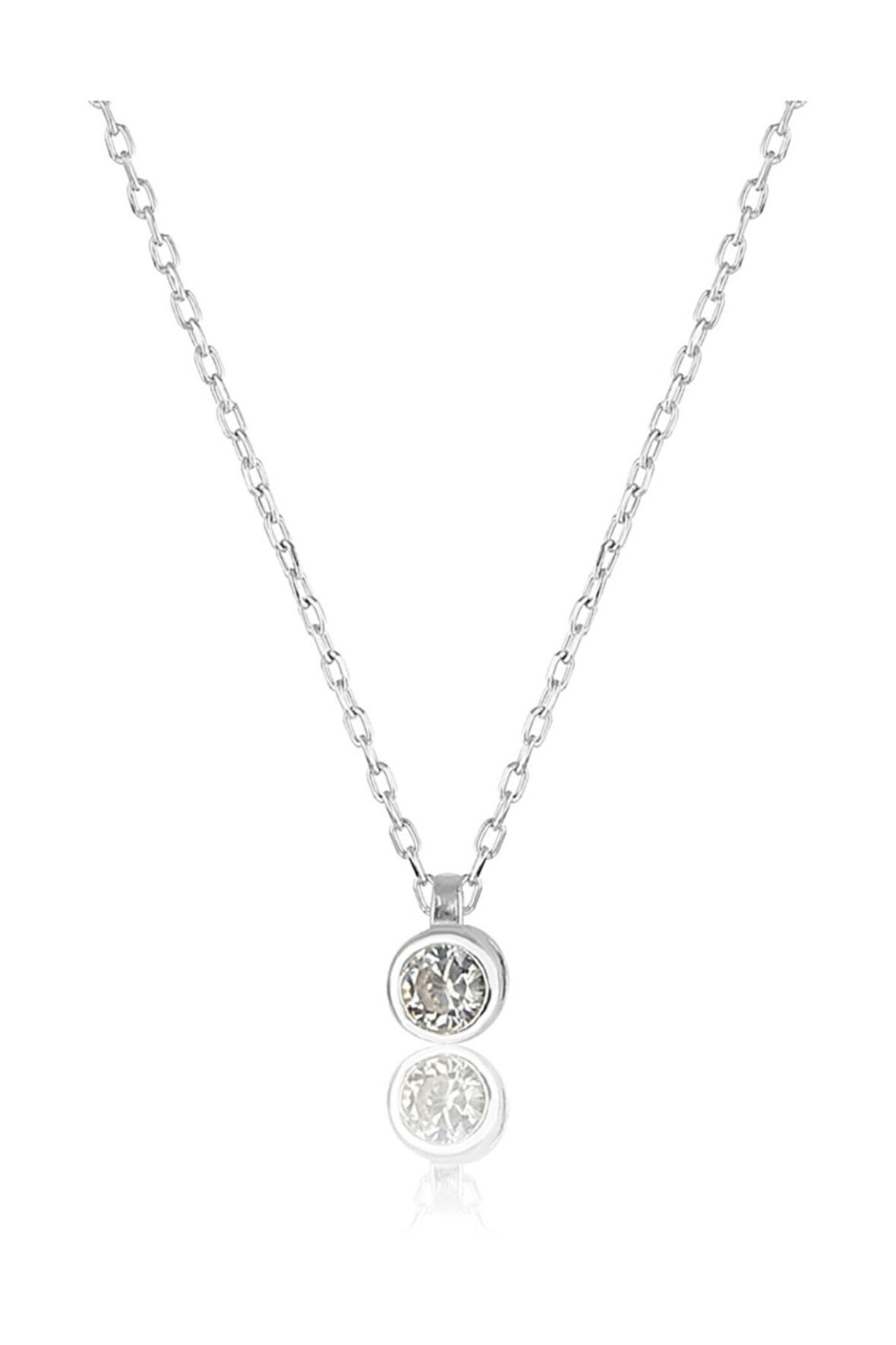 925 Ayar Gümüş Tek Taş Kolye